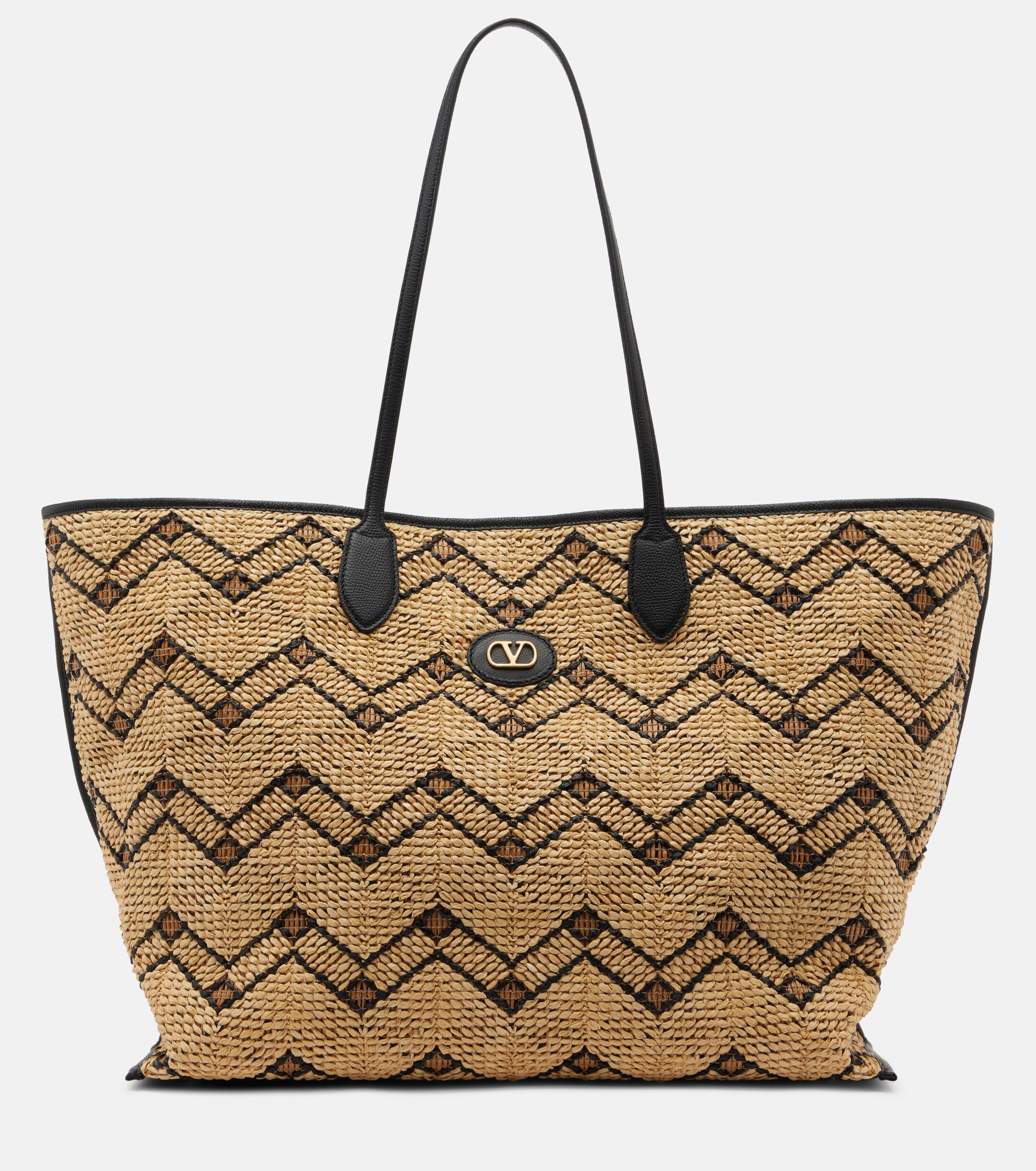 Valentino Garavani VLogo Large raffia-effect tote bag