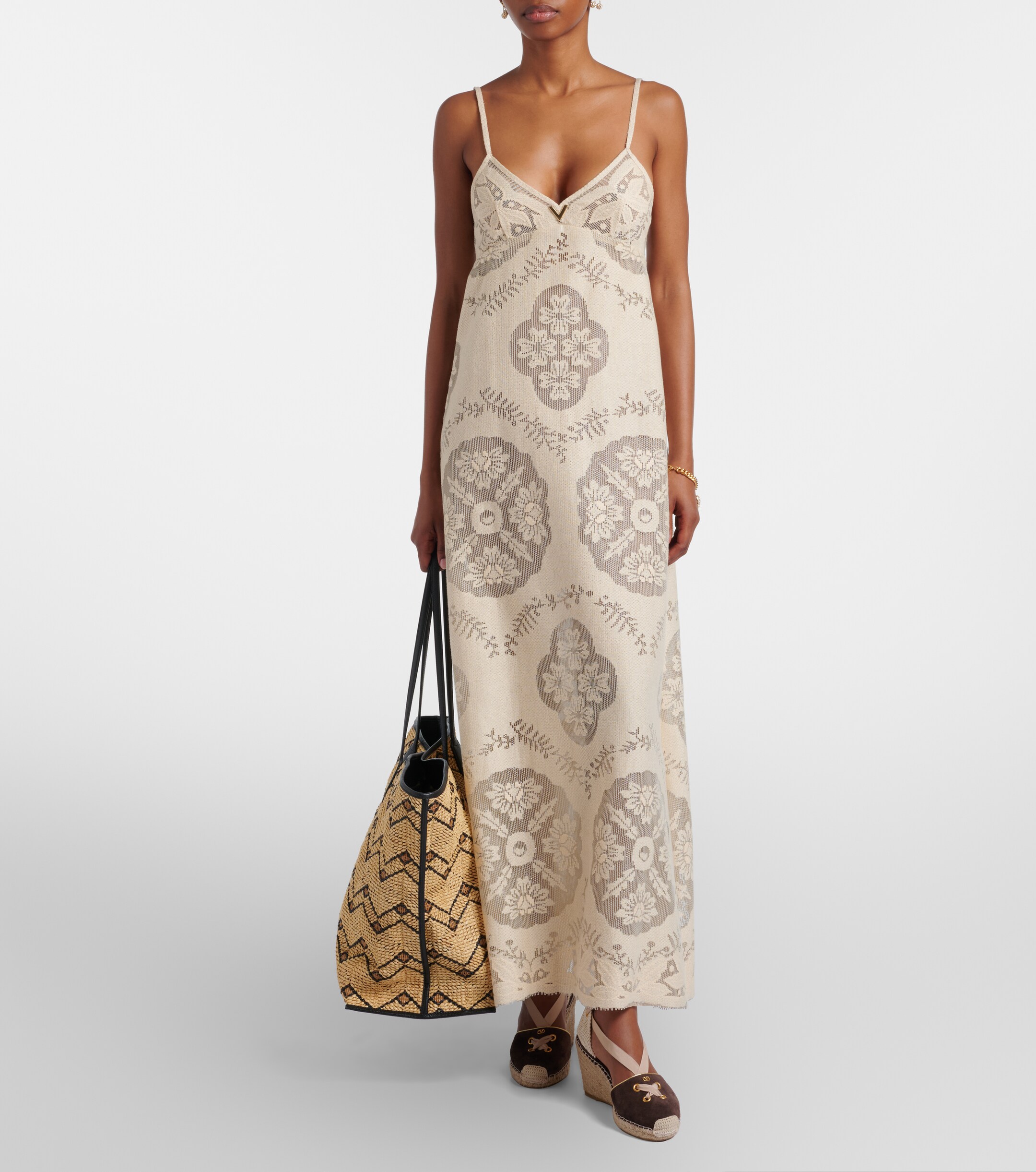 Valentino Garavani VLogo Large raffia-effect tote bag thumbnail