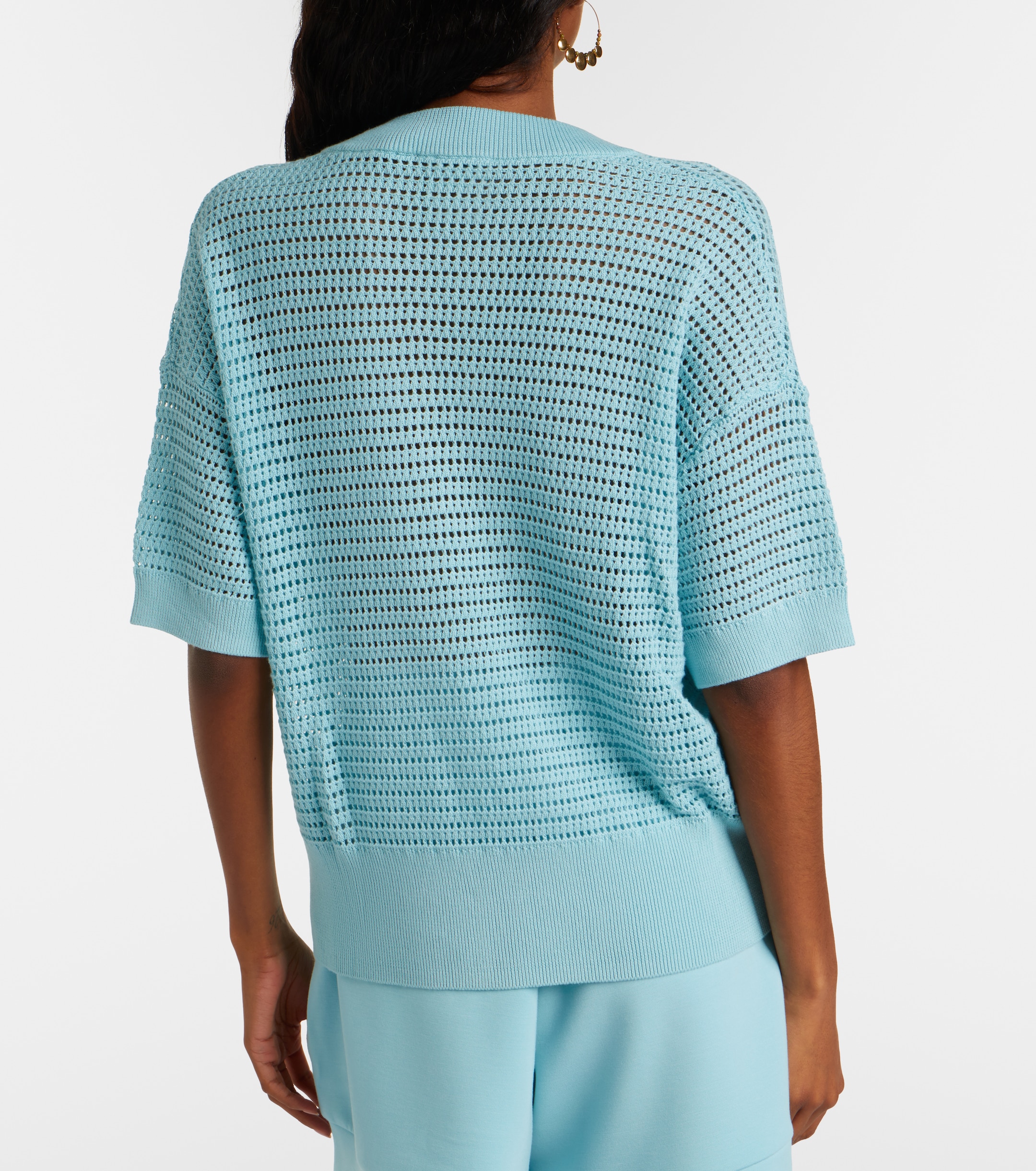 Varley Callie open-knit cotton polo sweater