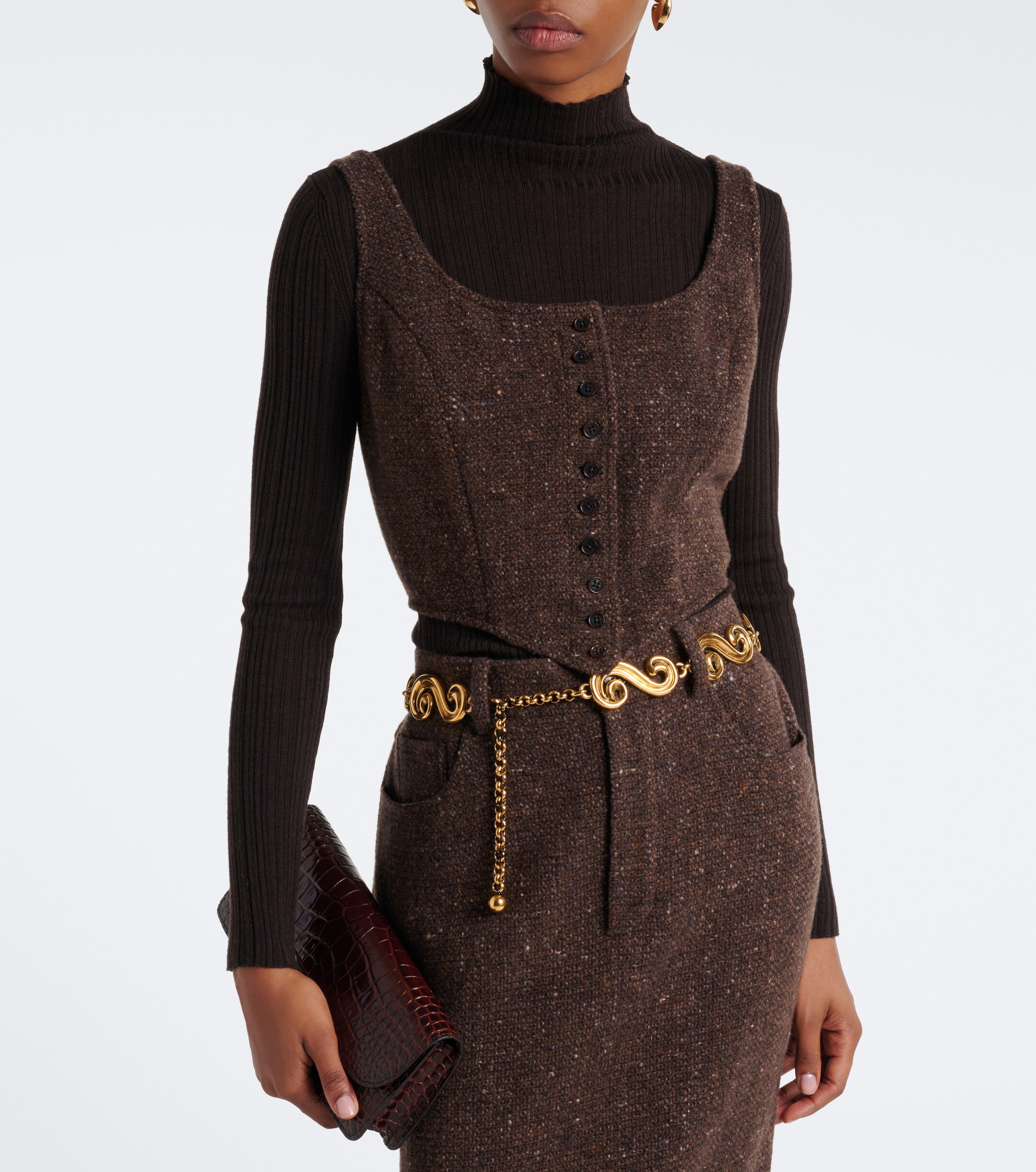 Ralph Lauren Collection Ralph Lauren Collection Sherry wool and cashmere-blend tweed top