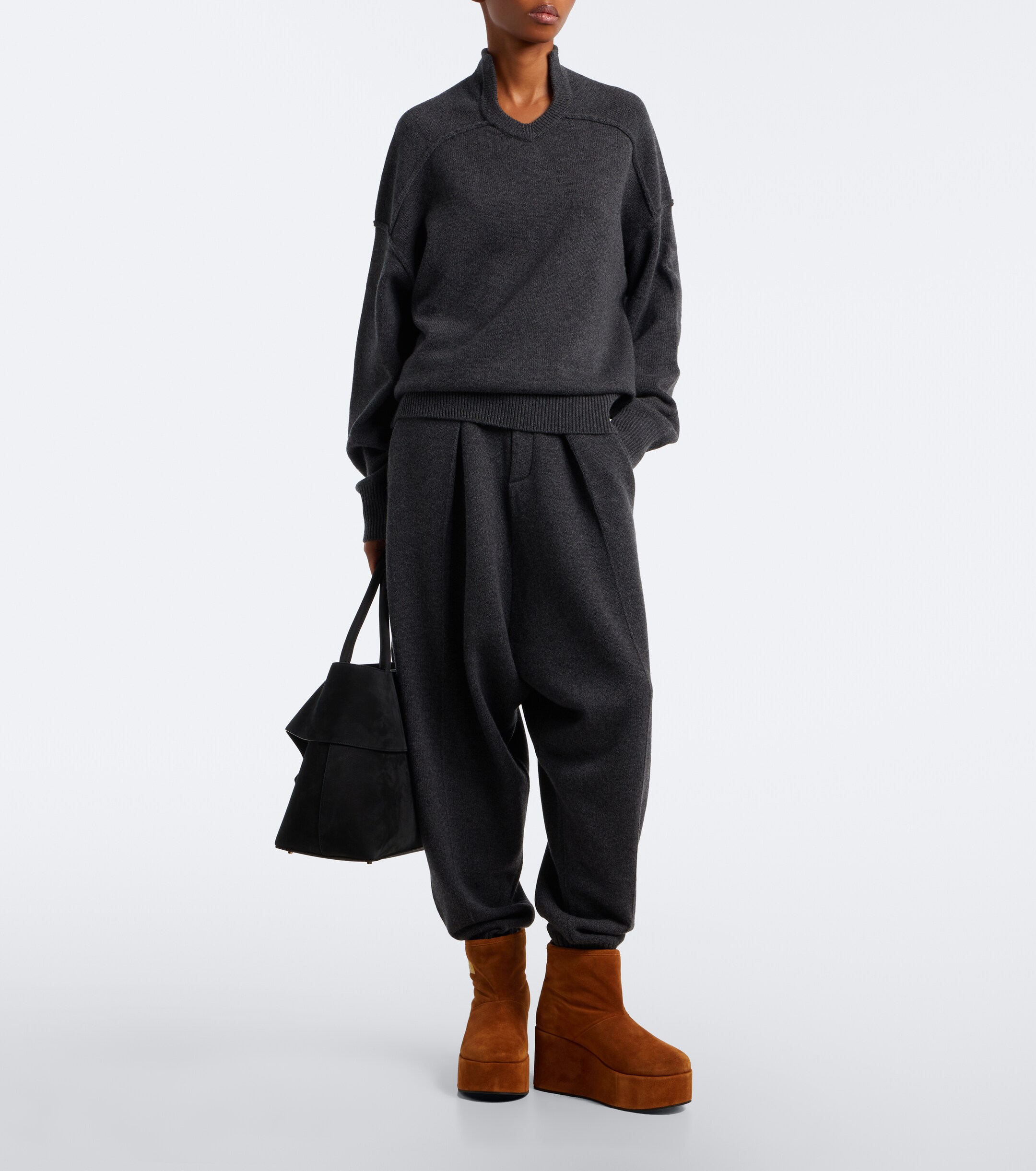 Coperni Coperni Shearling-lined suede wedge boots
