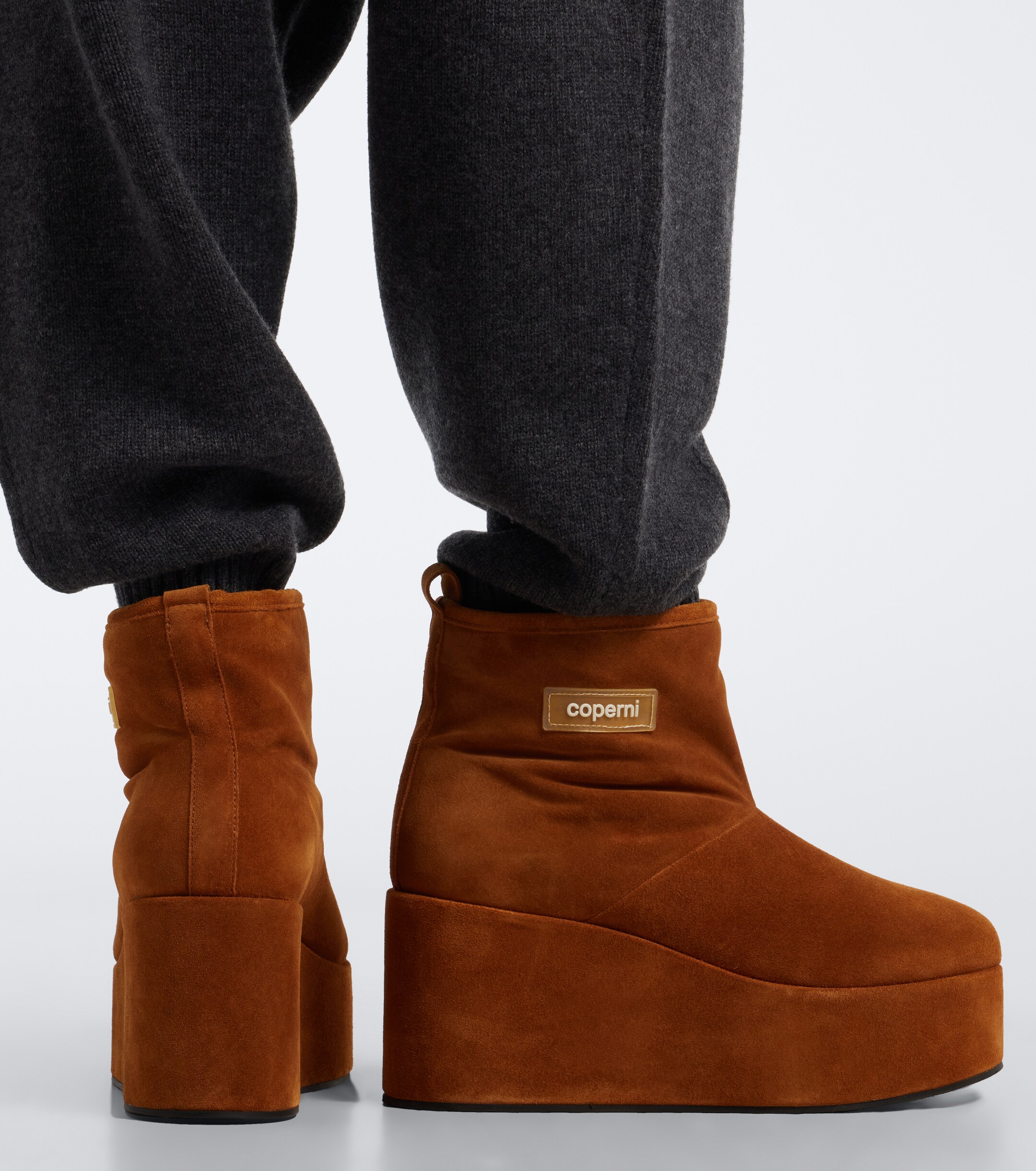 Coperni Coperni Shearling-lined suede wedge boots