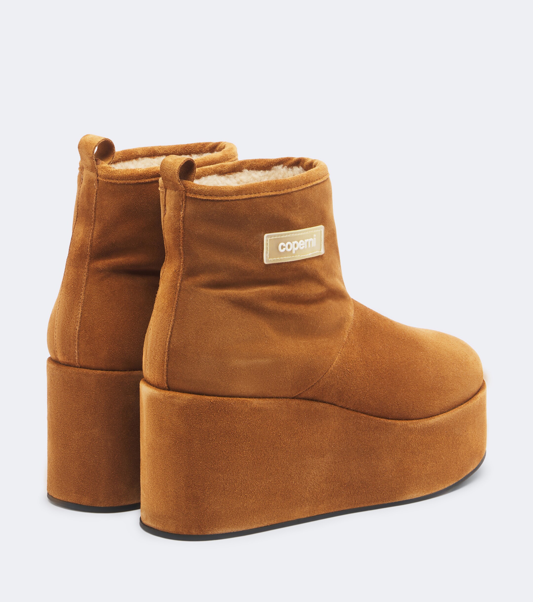 Coperni Coperni Shearling-lined suede wedge boots