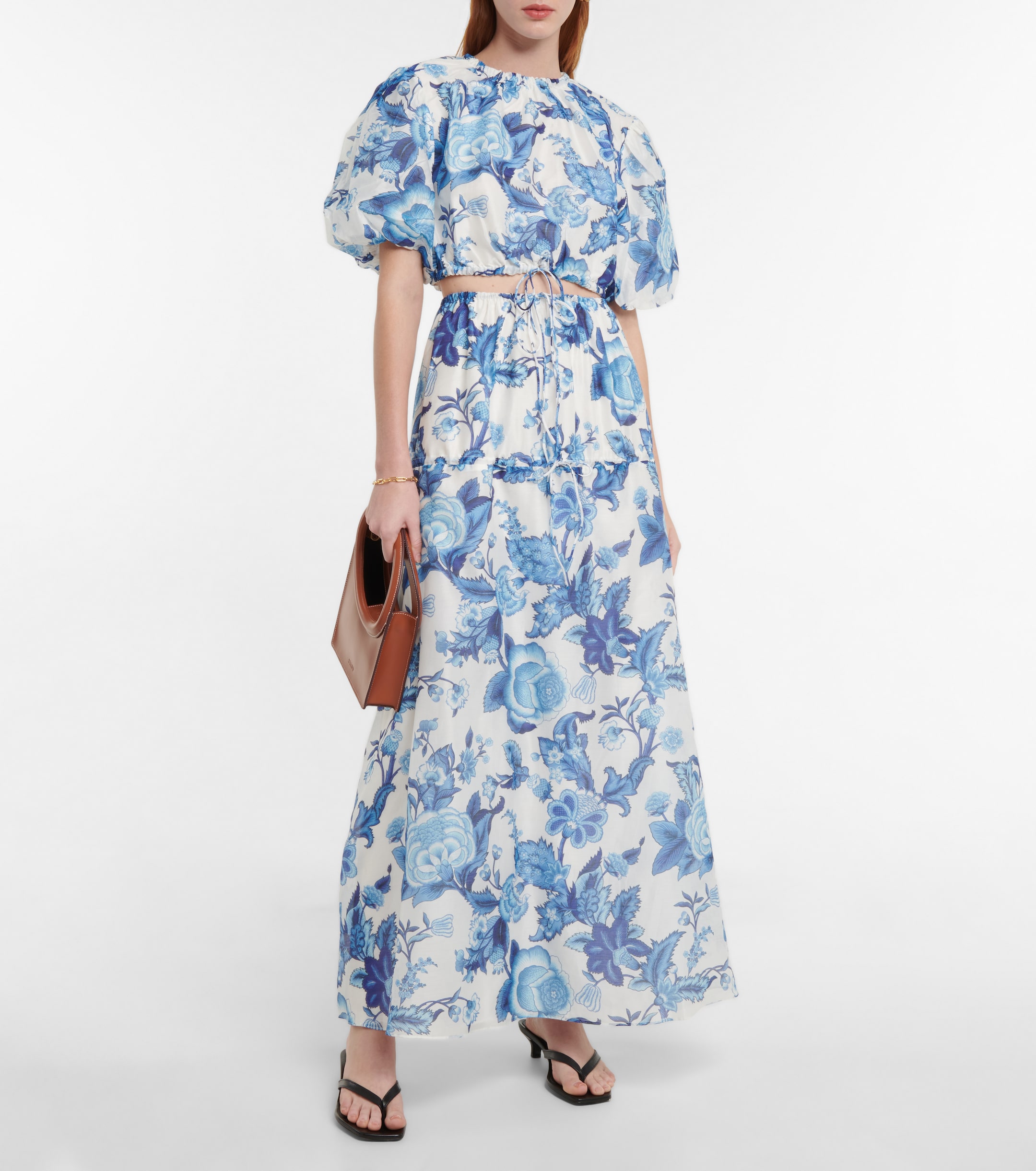 SIR. Floral cotton and silk crop top