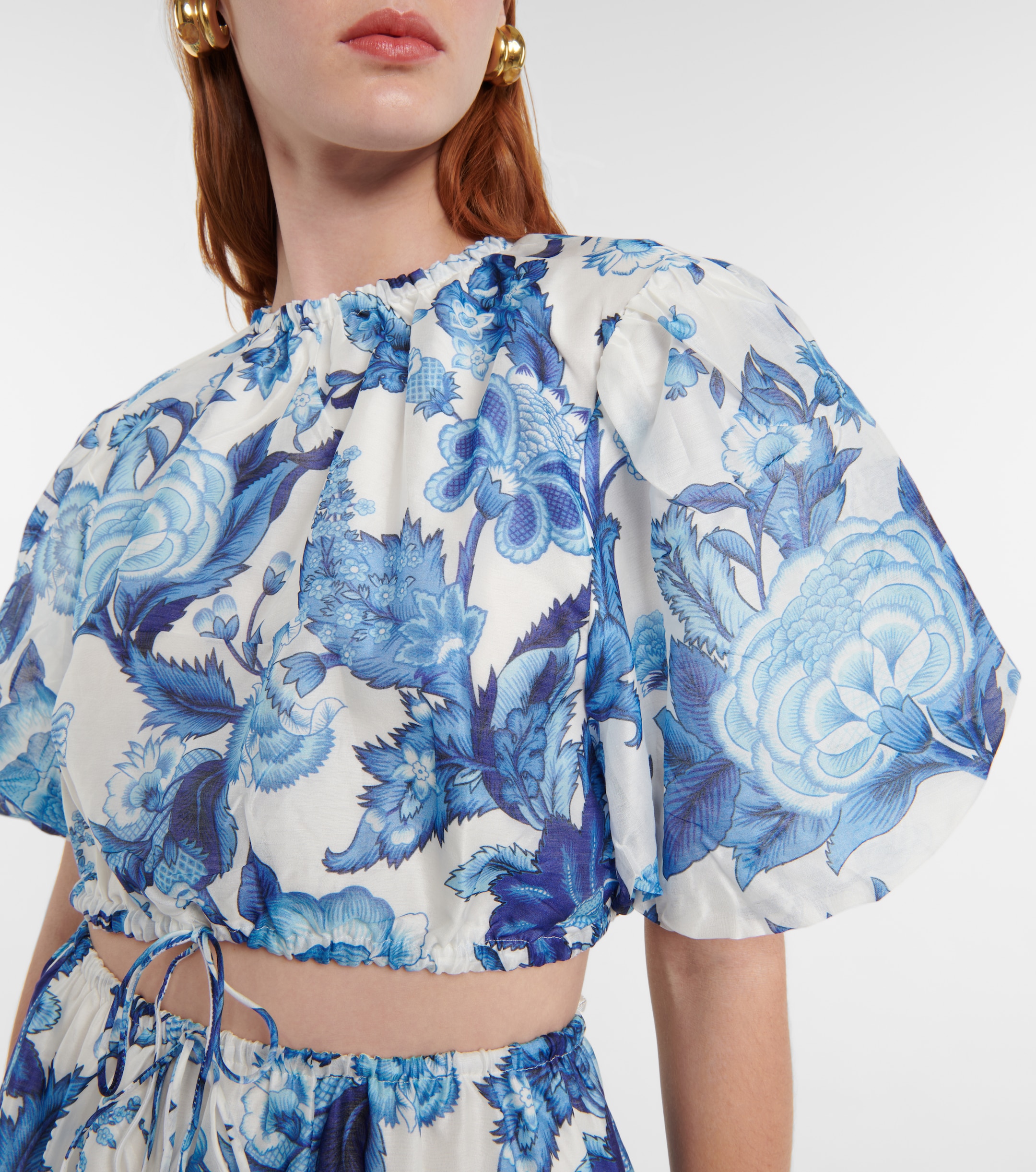 SIR. Floral cotton and silk crop top