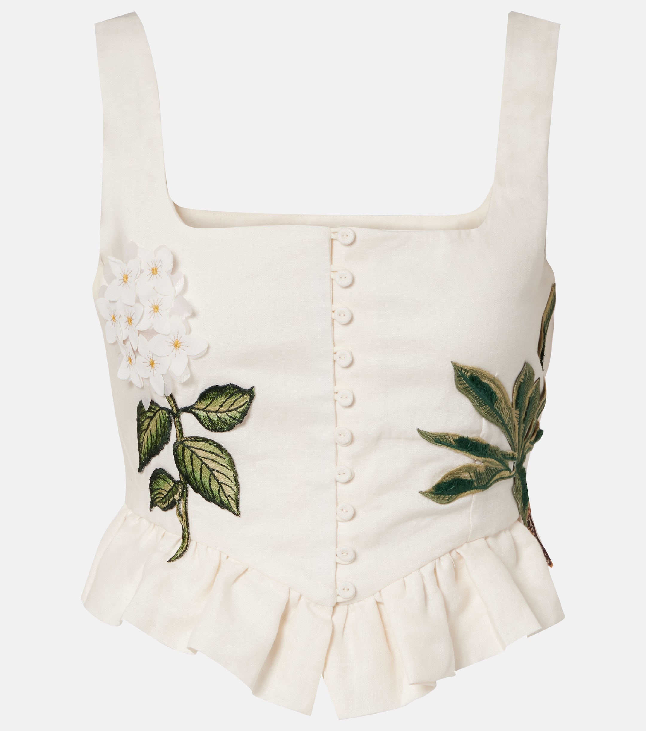 Agua by Agua Bendita Eslabón Wild appliqué linen crop top thumbnail
