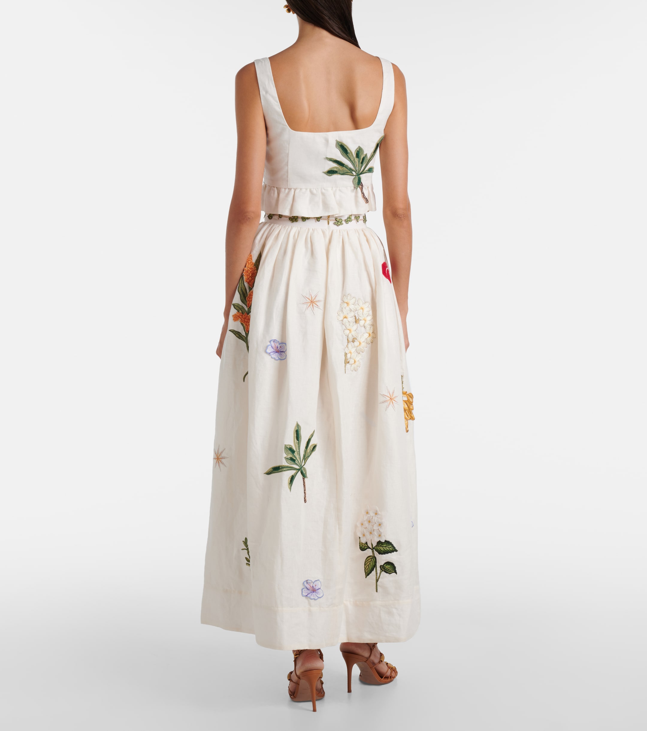 Agua by Agua Bendita Eslabón Wild appliqué linen crop top thumbnail