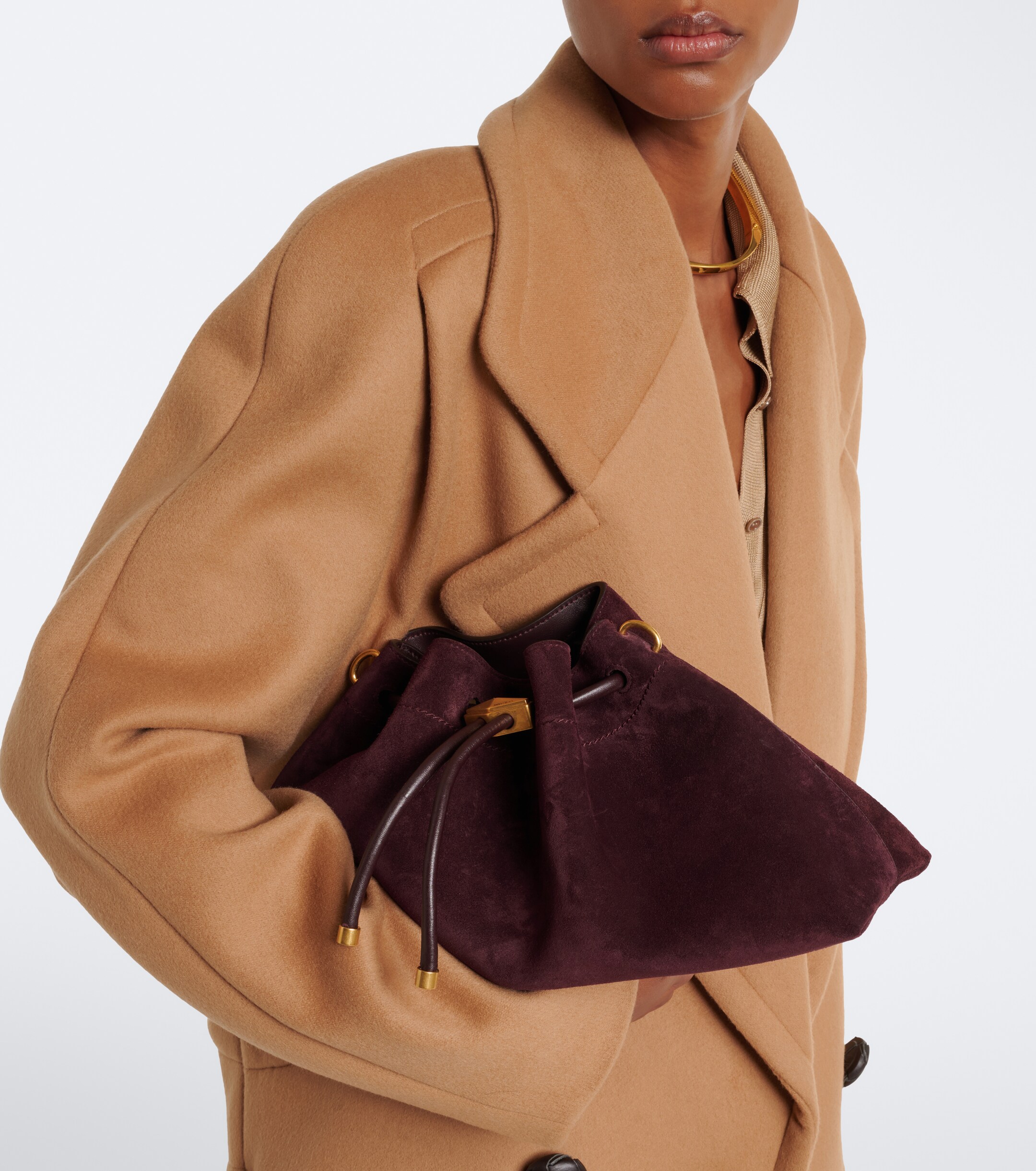 JIMMY CHOO Cinch Medium suede bucket bag