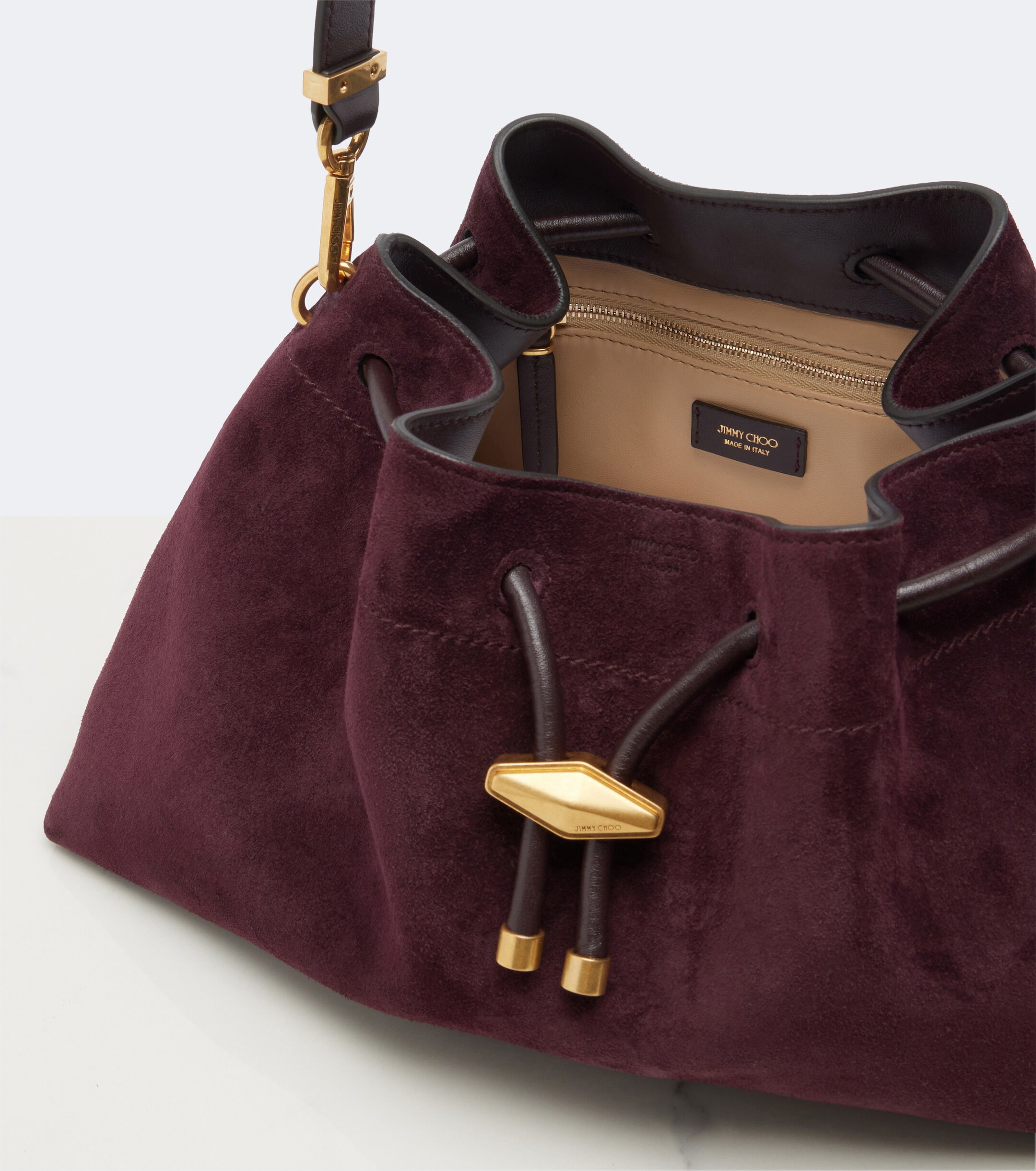 JIMMY CHOO Cinch Medium suede bucket bag
