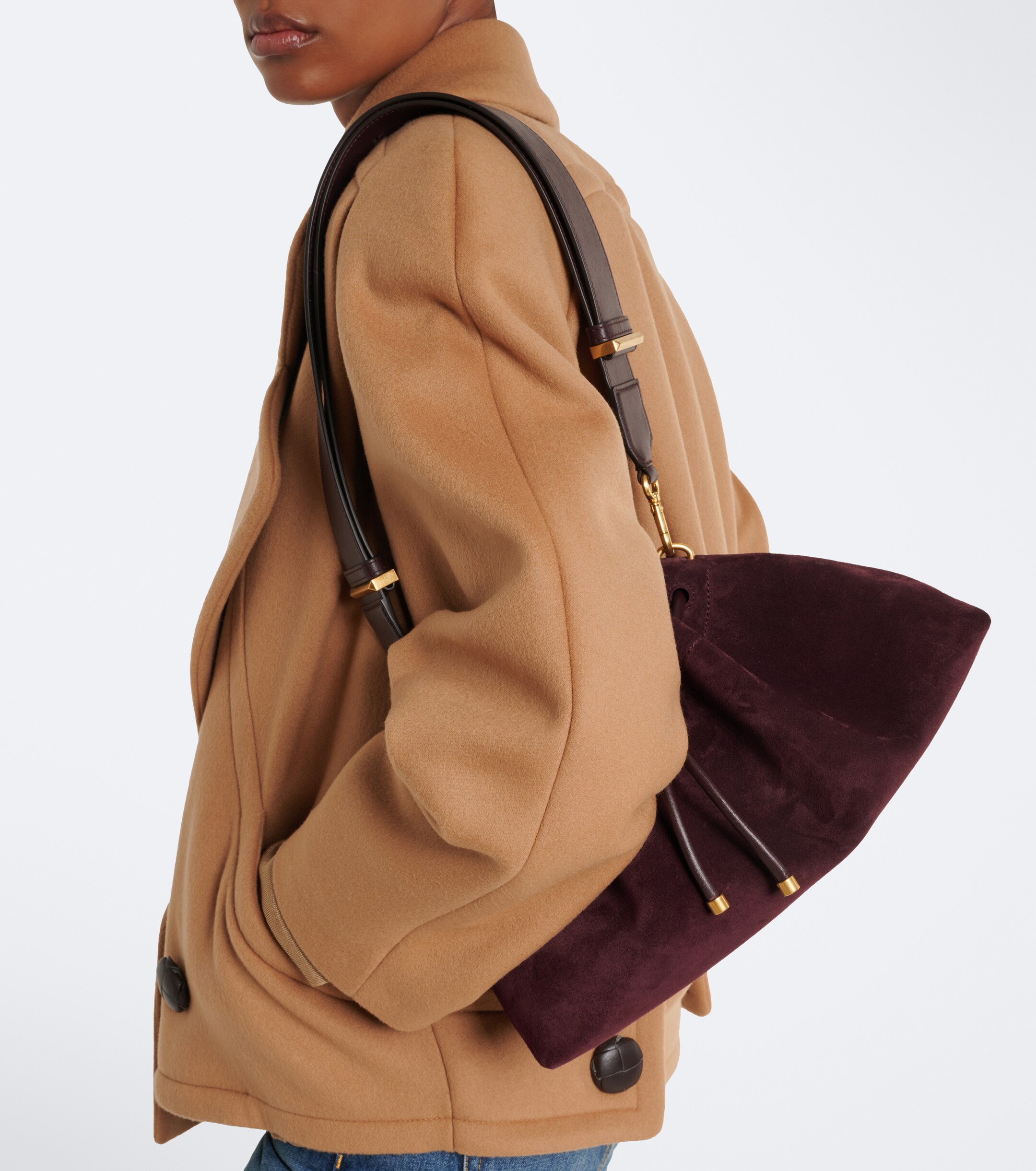 JIMMY CHOO Cinch Medium suede bucket bag