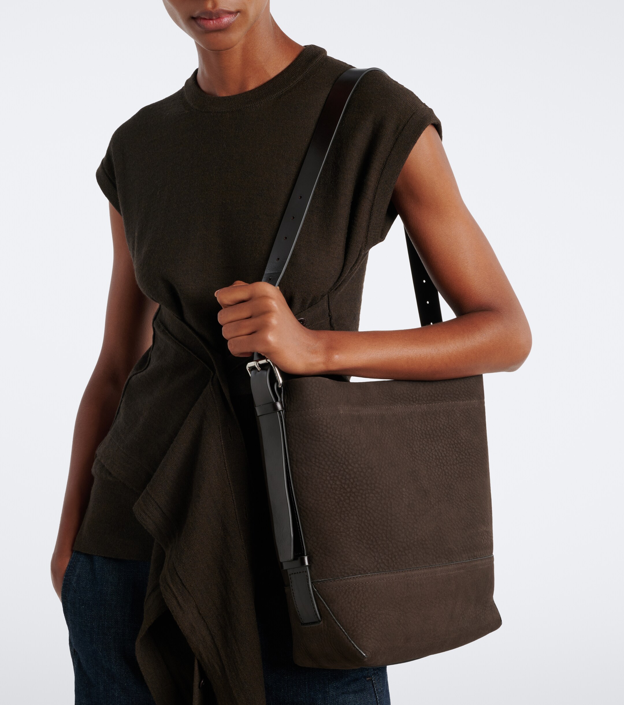Lemaire Belted Medium leather tote bag