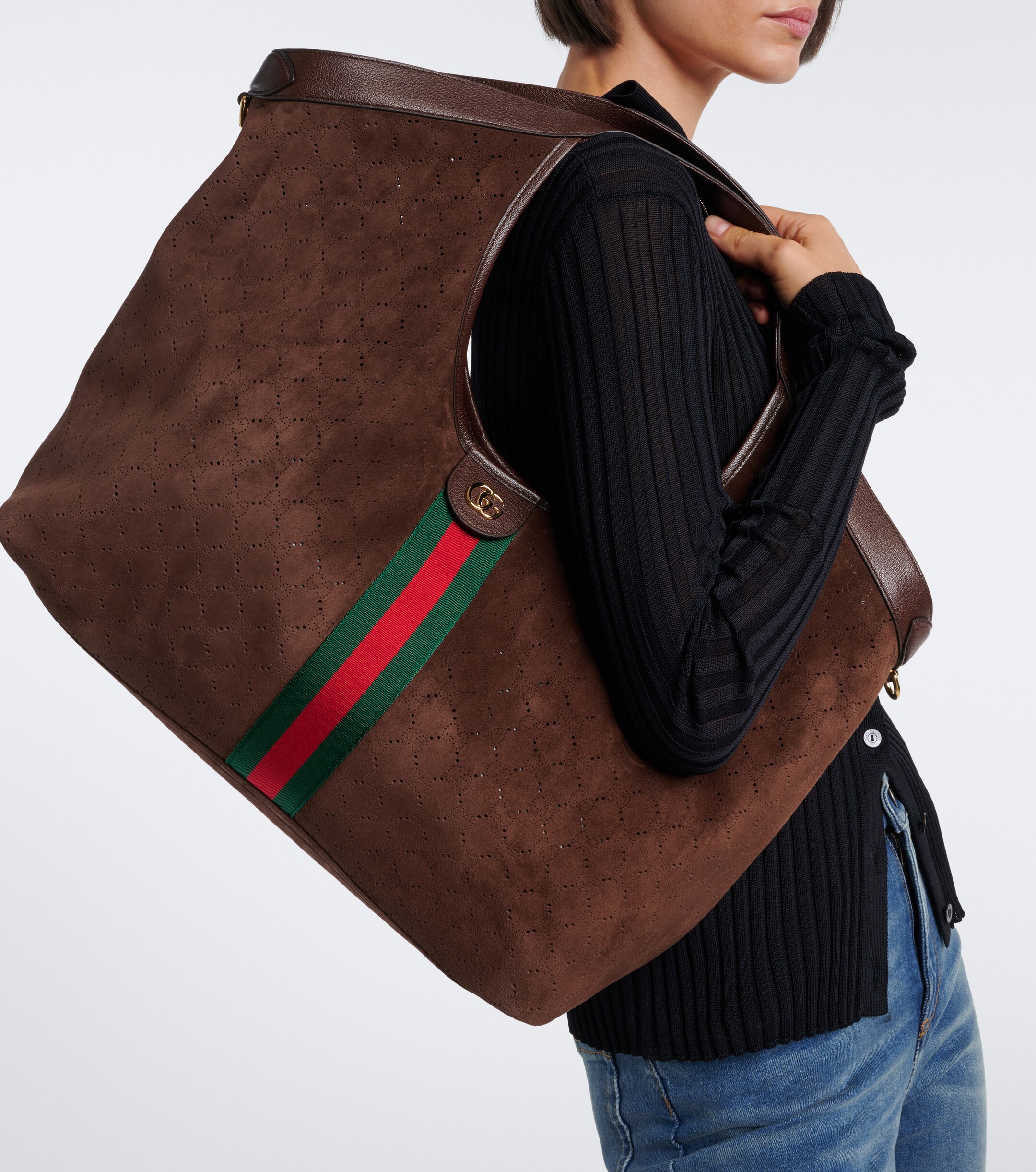 Gucci Gucci Giglio Large suede tote bag