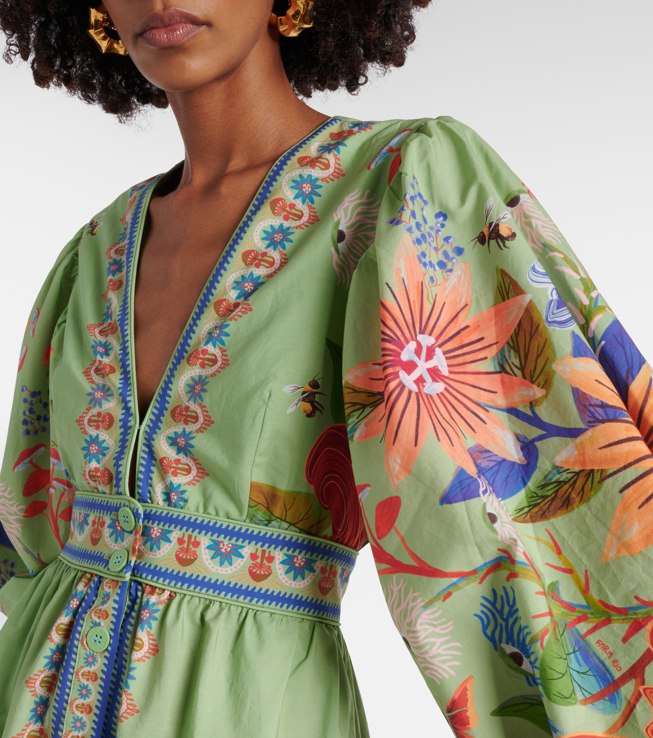 farm rio green bright yard maxi dress - floral cotton pcat-423