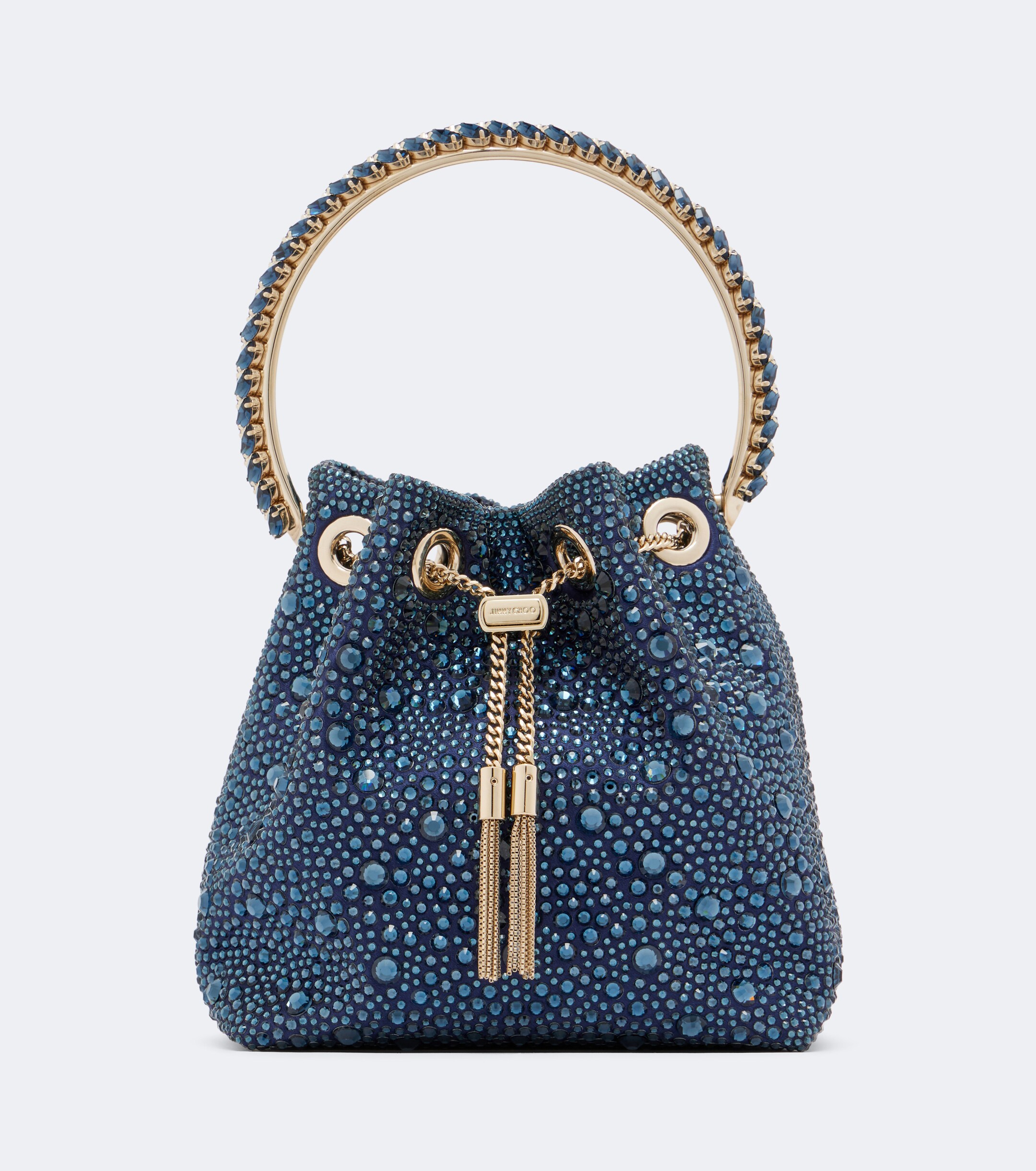 JIMMY CHOO Bon Bon embellished satin bucket bag