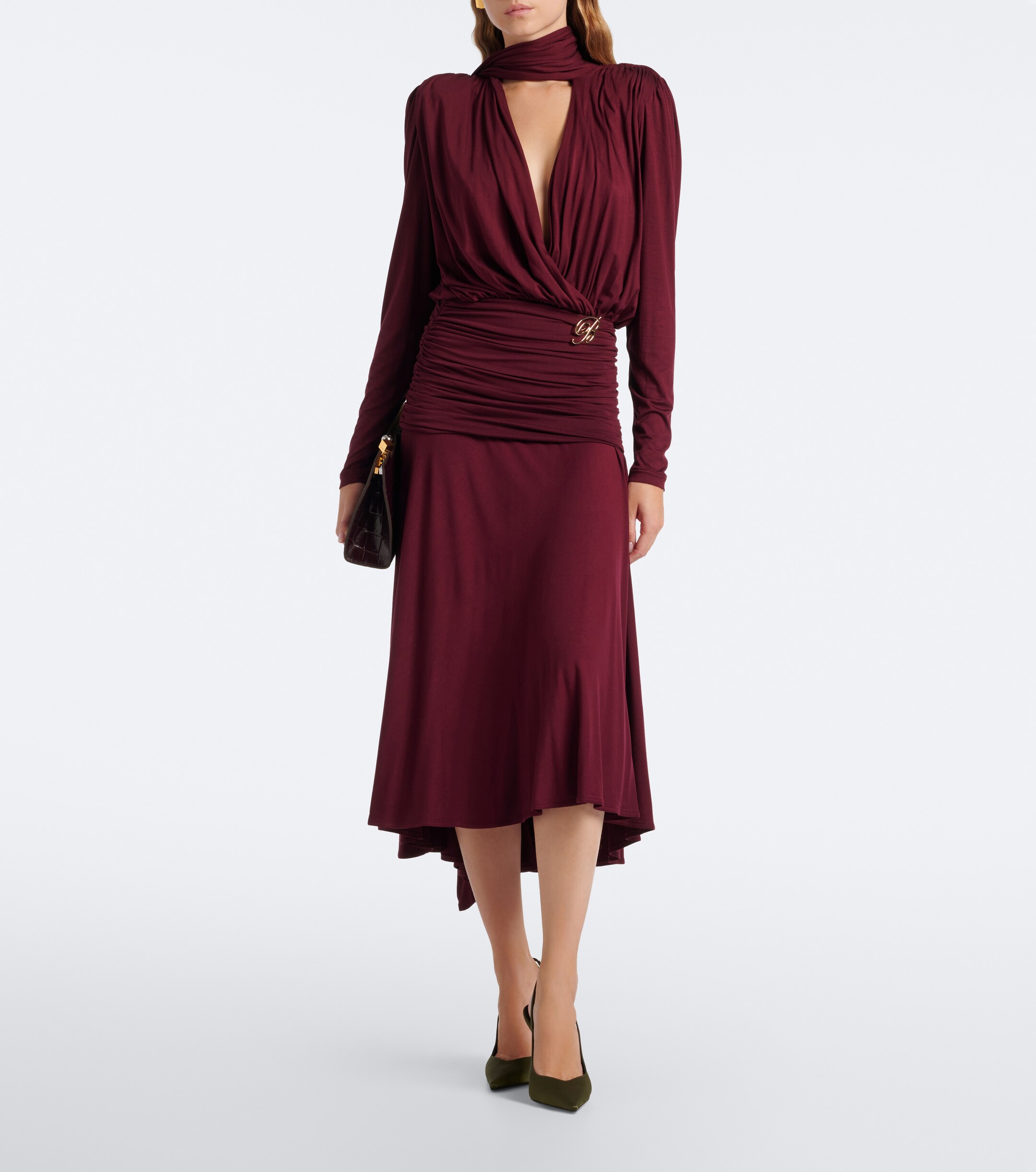 Blumarine Blumarine Draped tie-neck jersey midi dress
