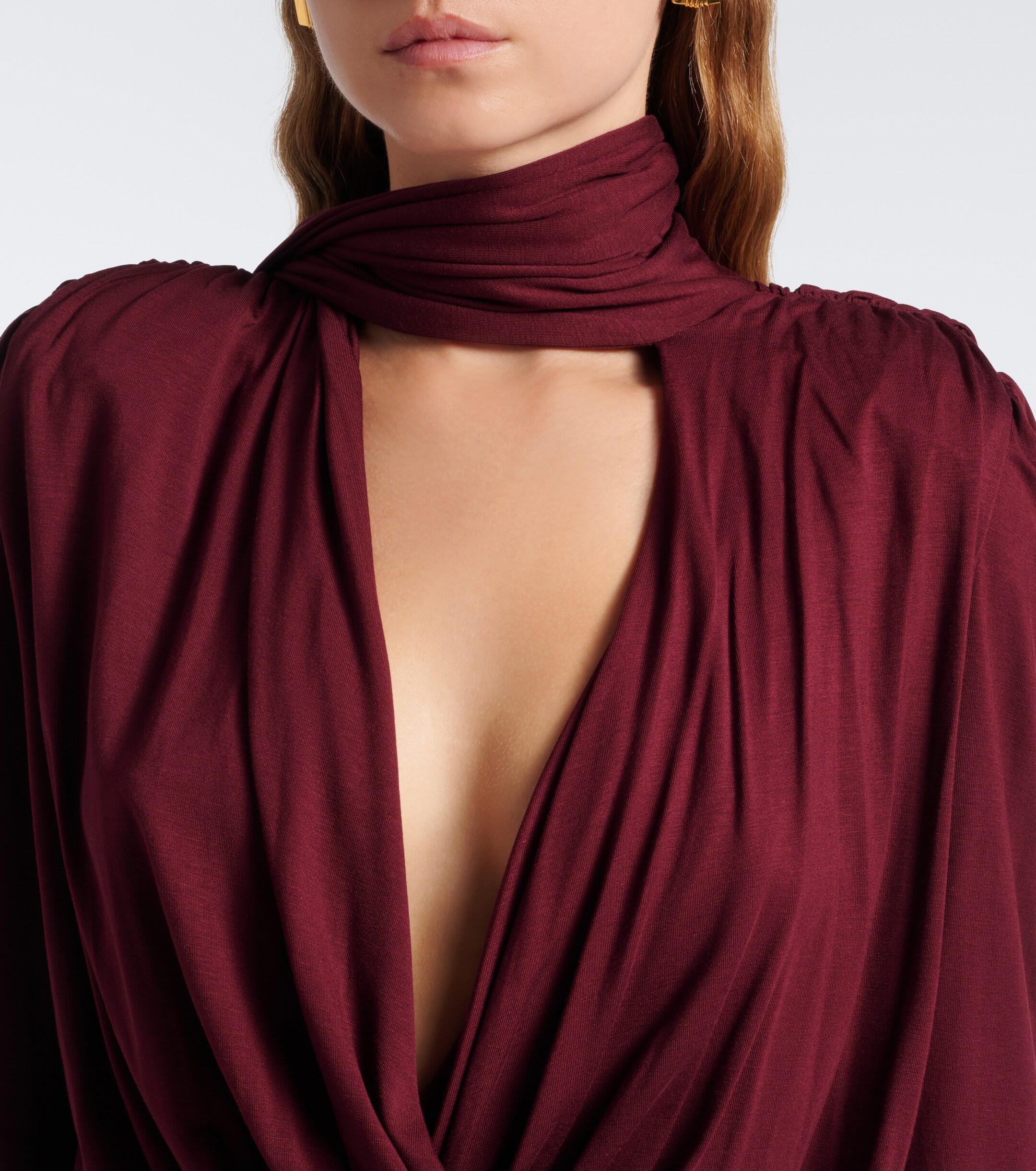 Blumarine Blumarine Draped tie-neck jersey midi dress