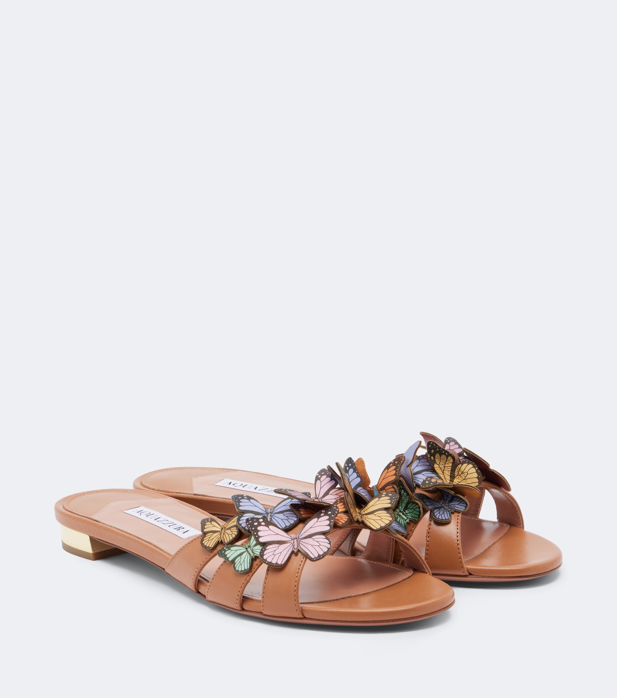 AQUAZZURA Aquazzura Papillon appliqué leather slides