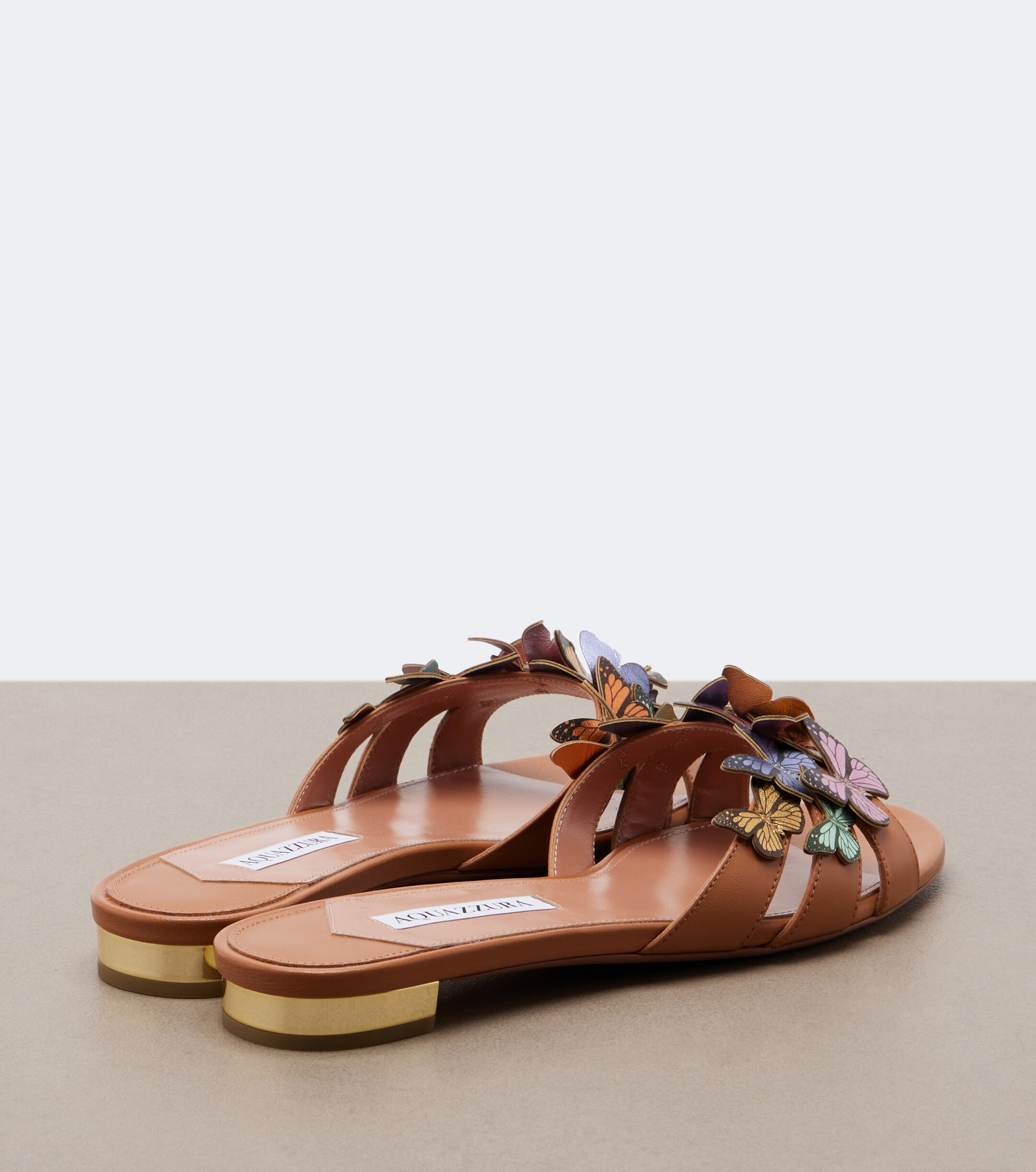 AQUAZZURA Aquazzura Papillon appliqué leather slides