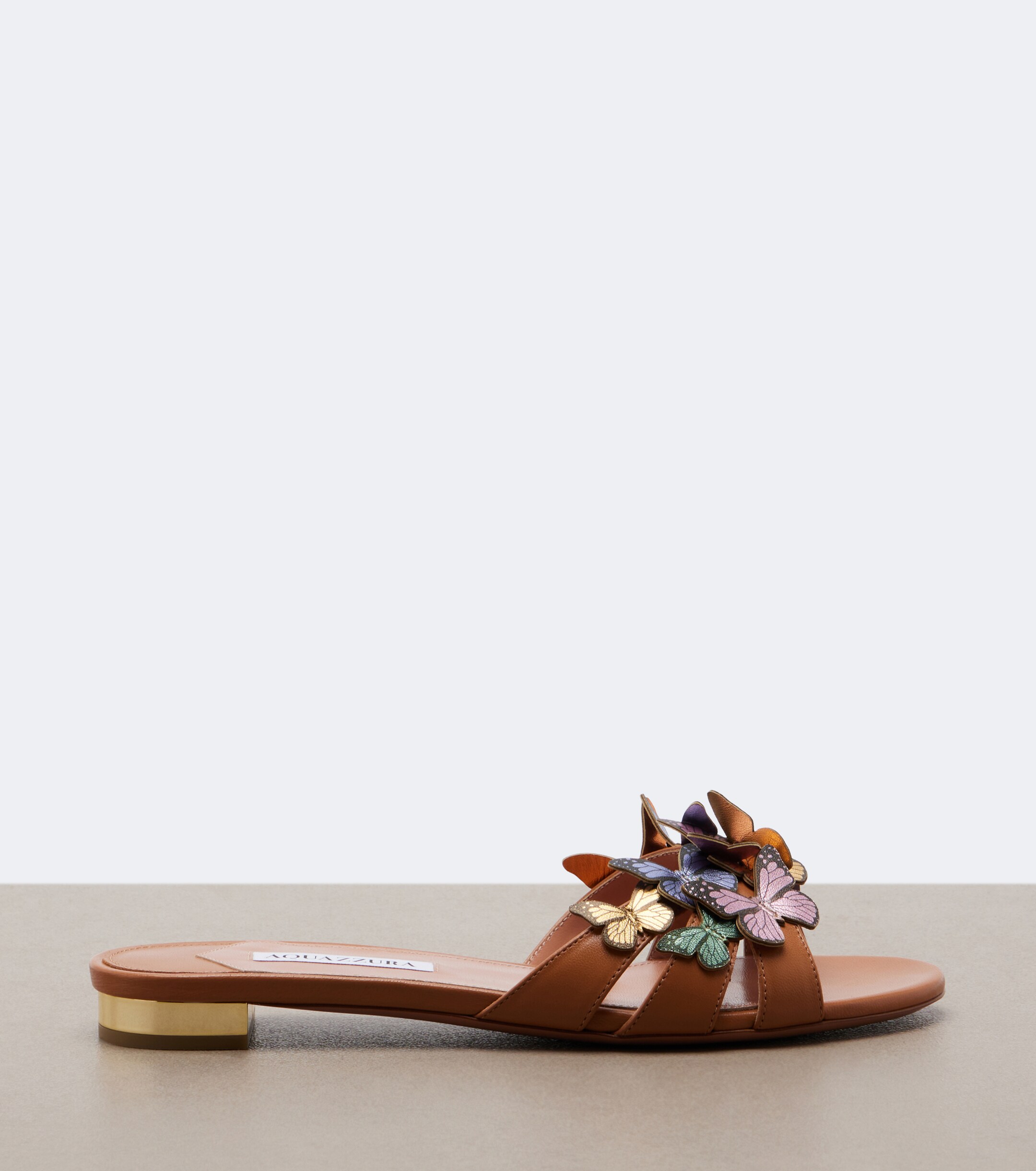 AQUAZZURA Aquazzura Papillon appliqué leather slides