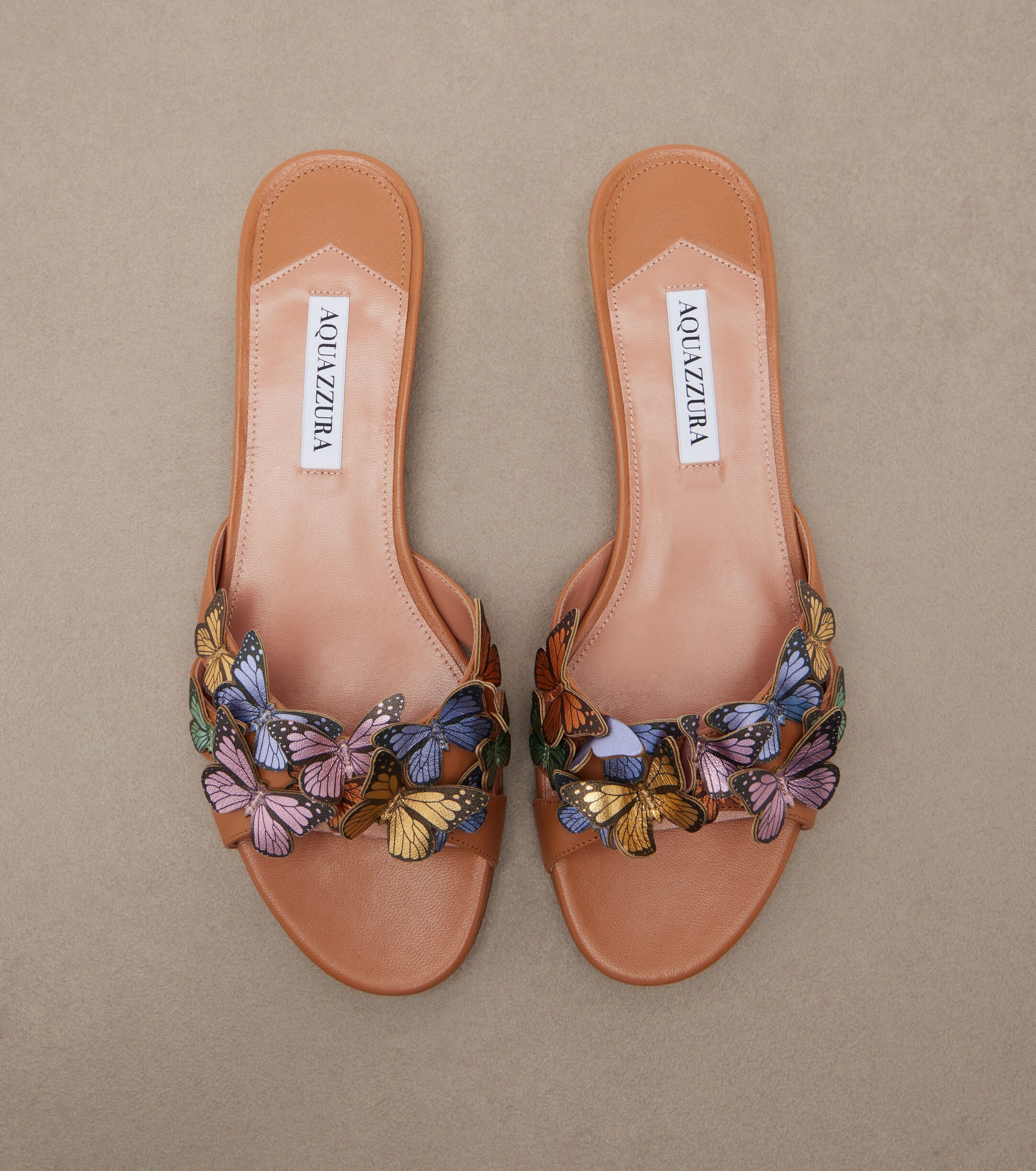 AQUAZZURA Aquazzura Papillon appliqué leather slides