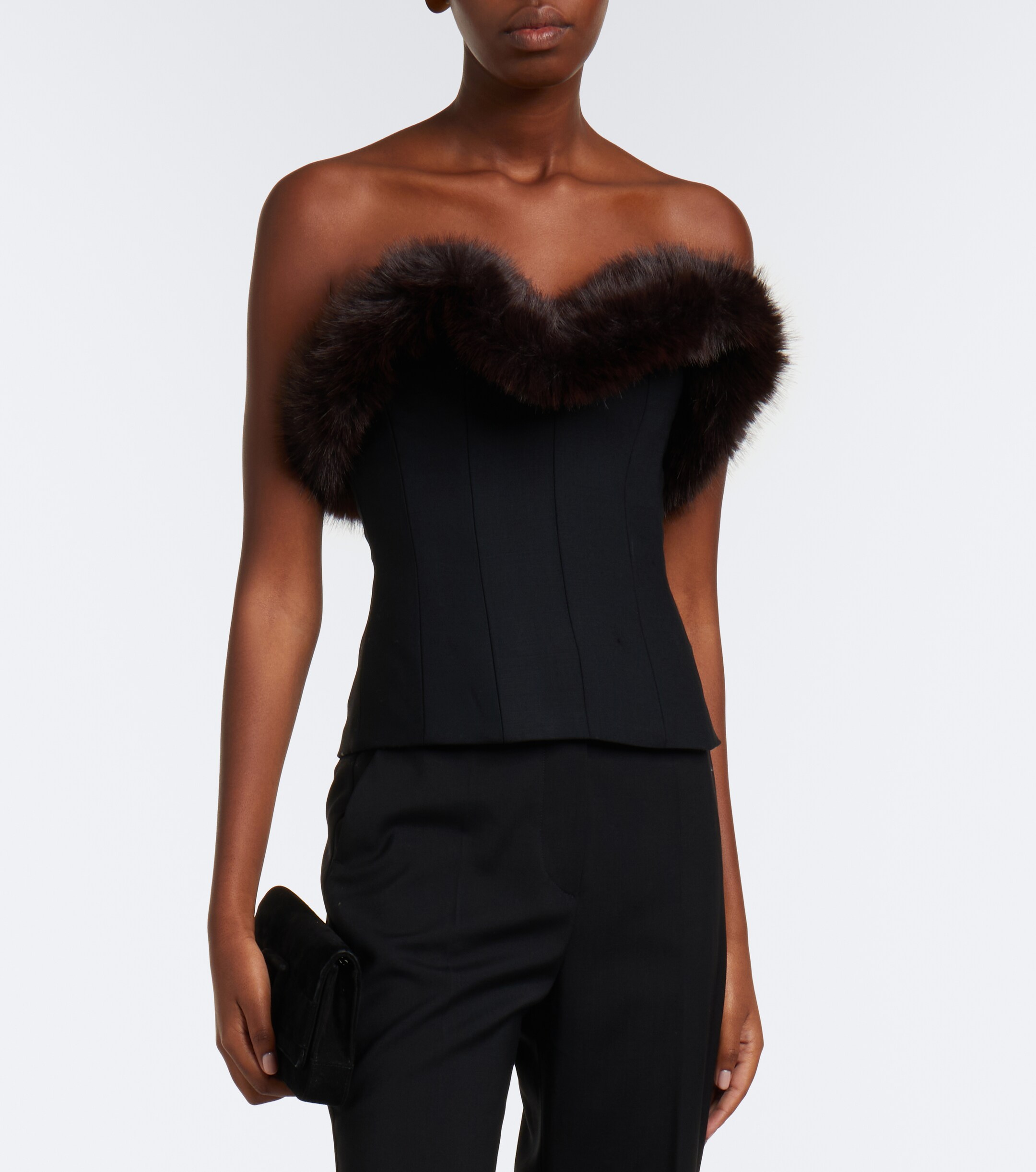 David Koma David Koma Wool-blend corset top