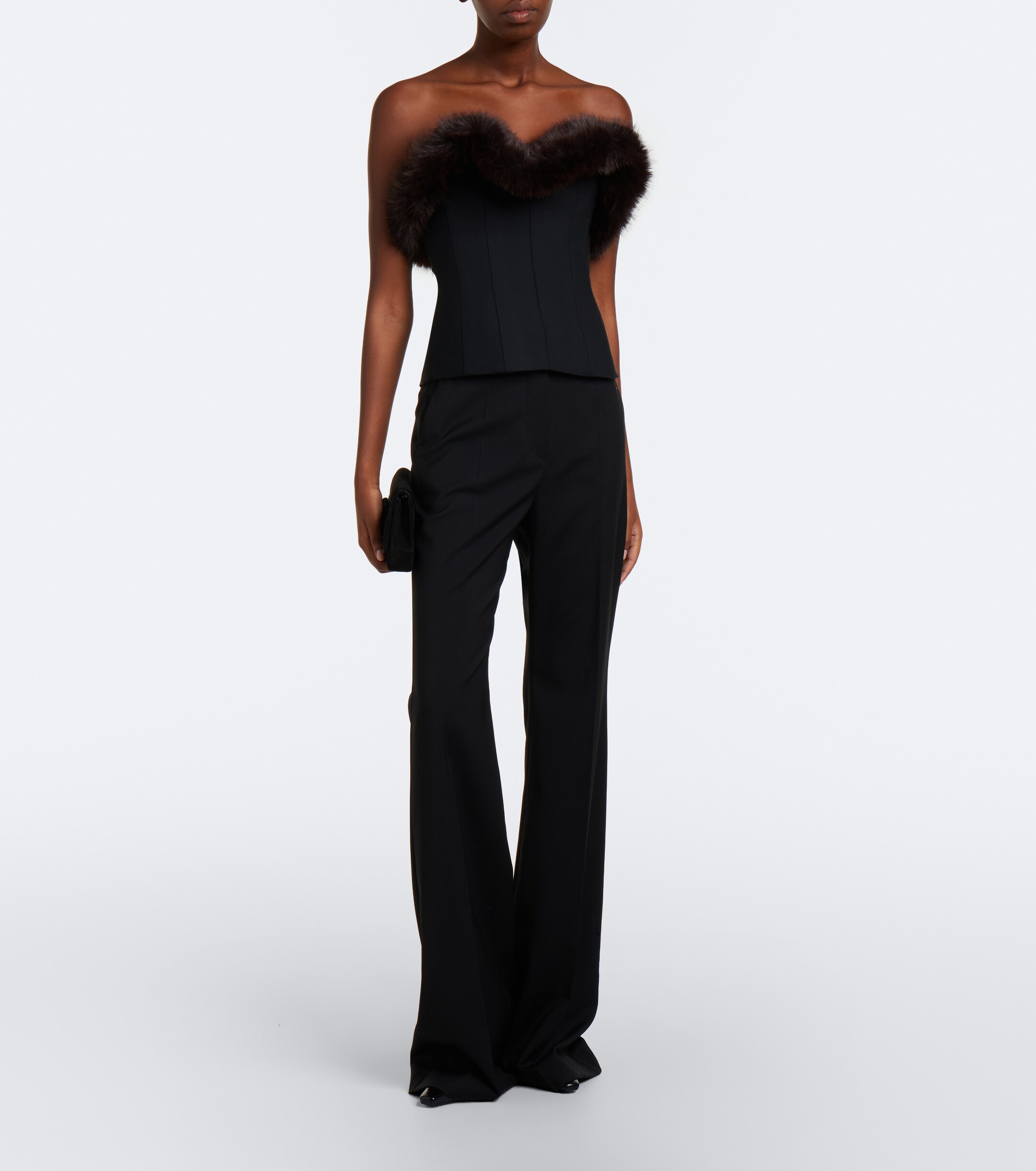 David Koma David Koma Wool-blend corset top