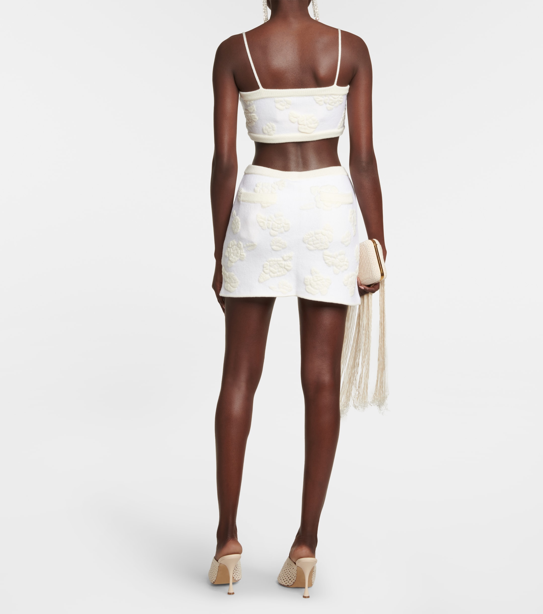 Magda Butrym Embroidered wool-blend crop top