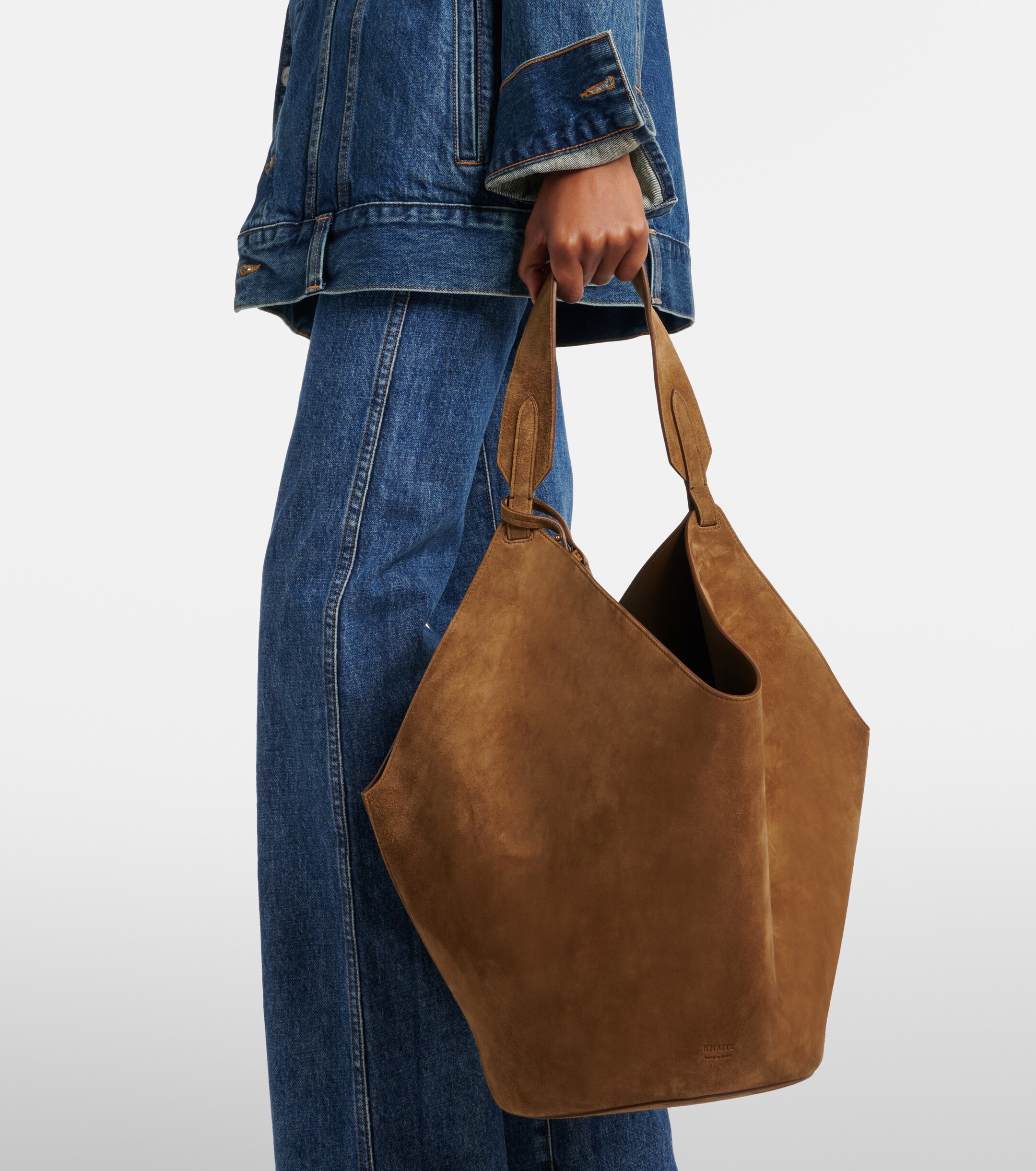 KHAITE Lotus Medium suede tote bag