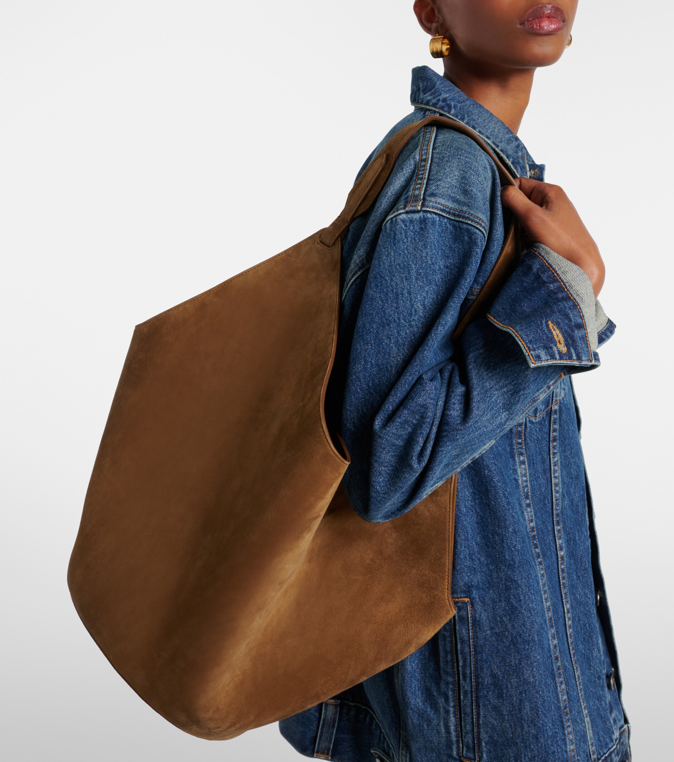 KHAITE Lotus Medium suede tote bag