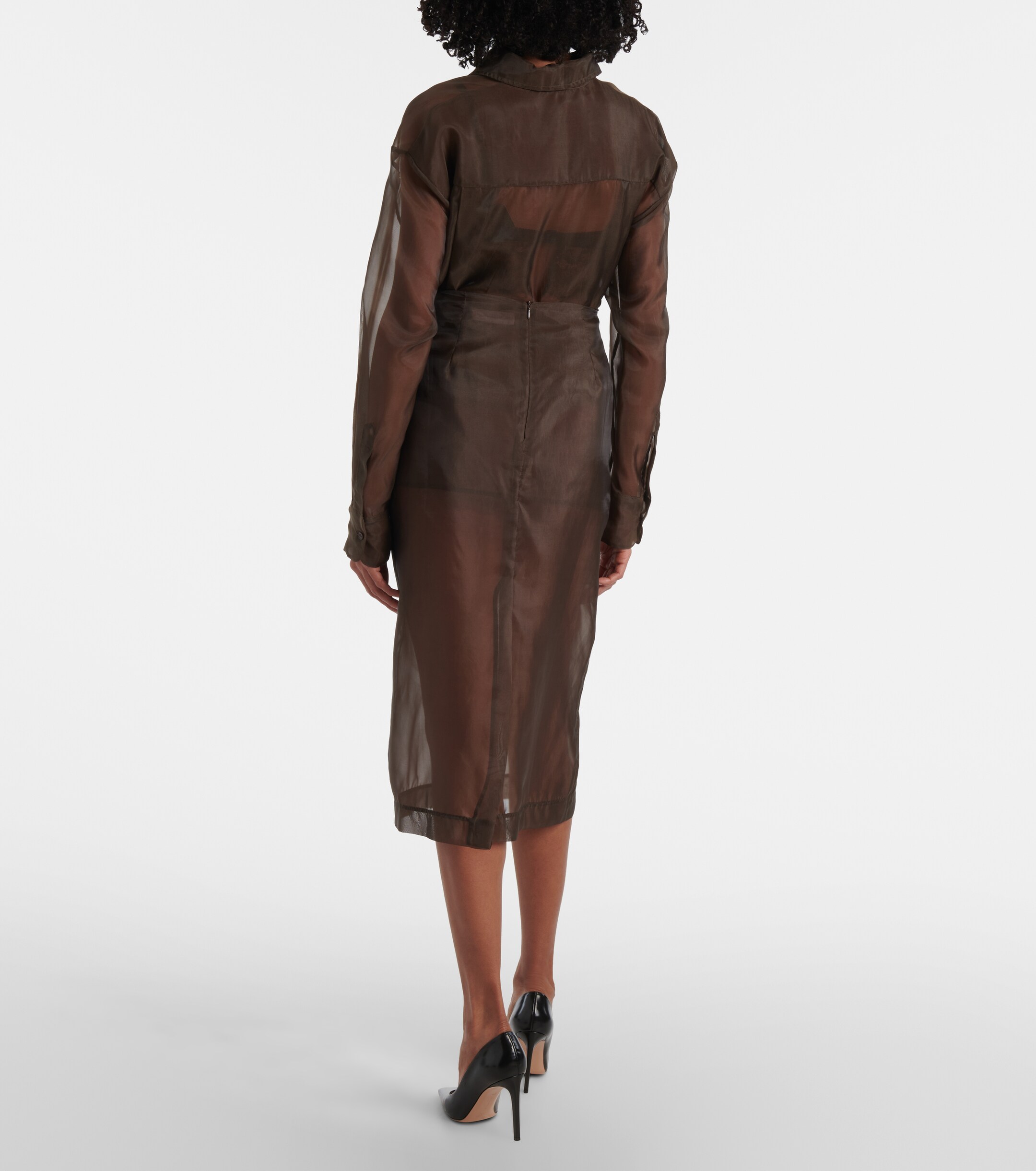 The Frankie Shop Peri sheer silk-blend midi skirt
