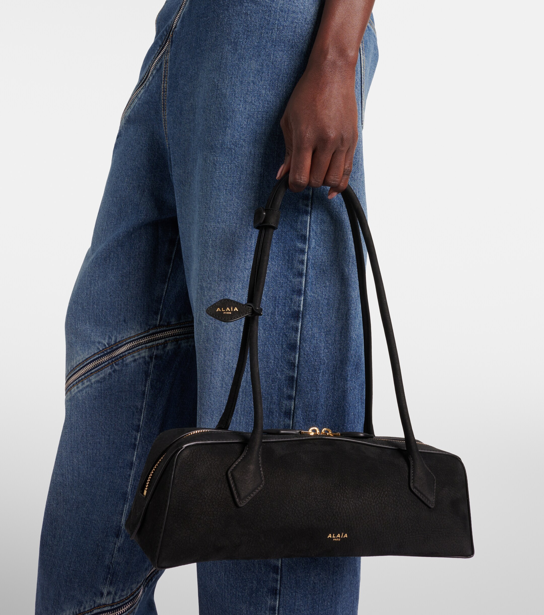 Alaïa Le Teckel Medium suede shoulder bag