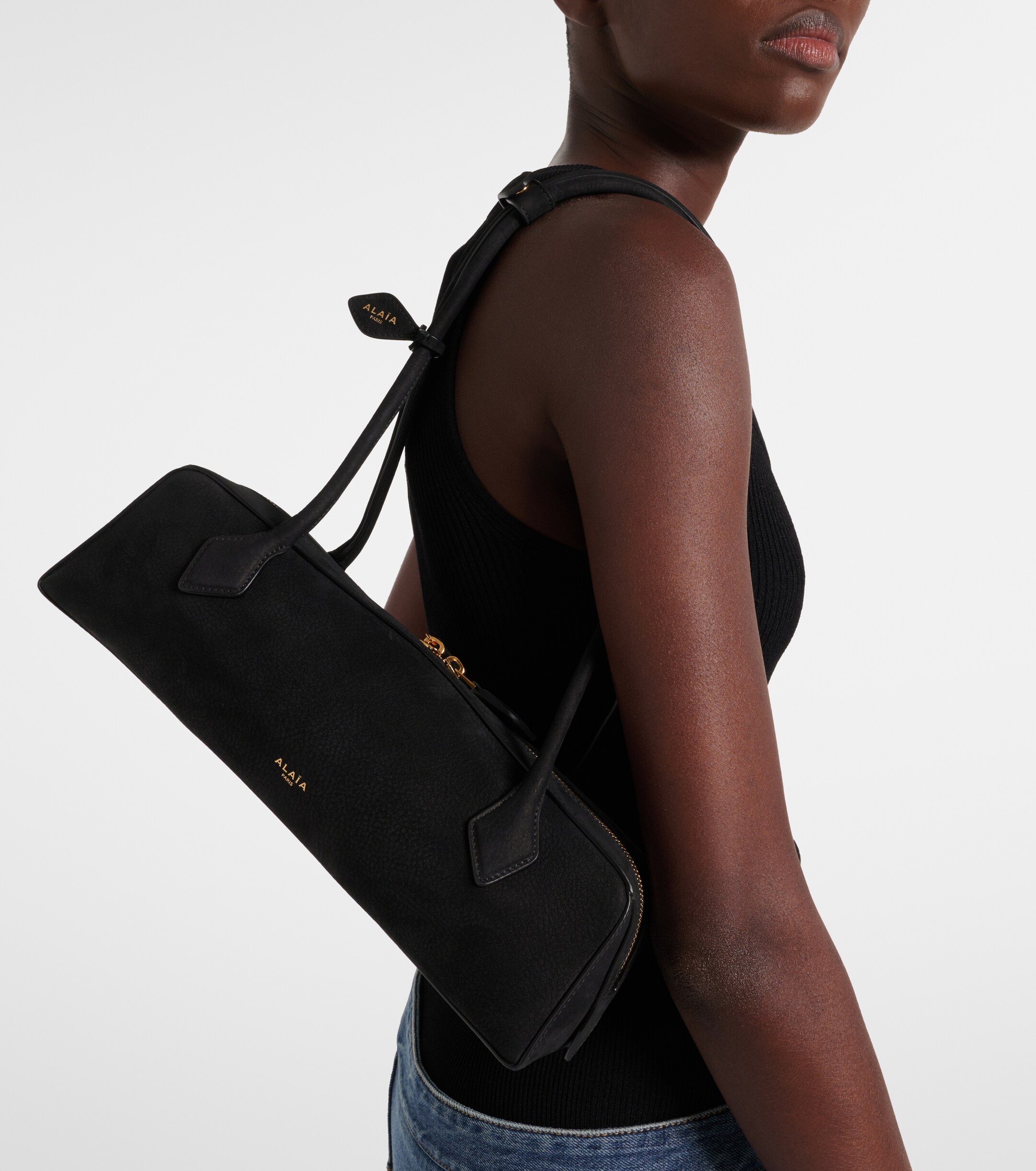 Alaïa Le Teckel Medium suede shoulder bag