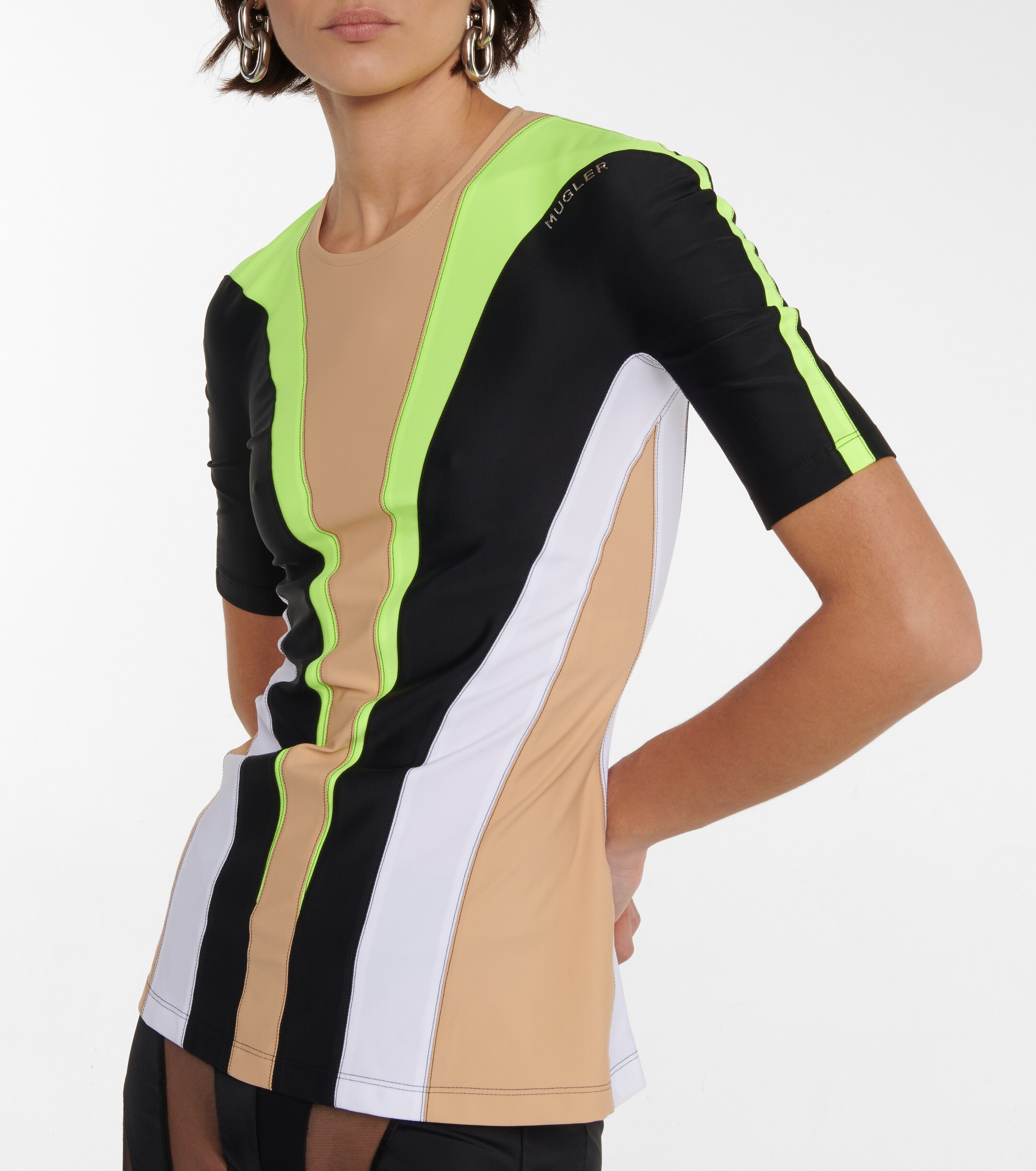 Mugler Logo striped top