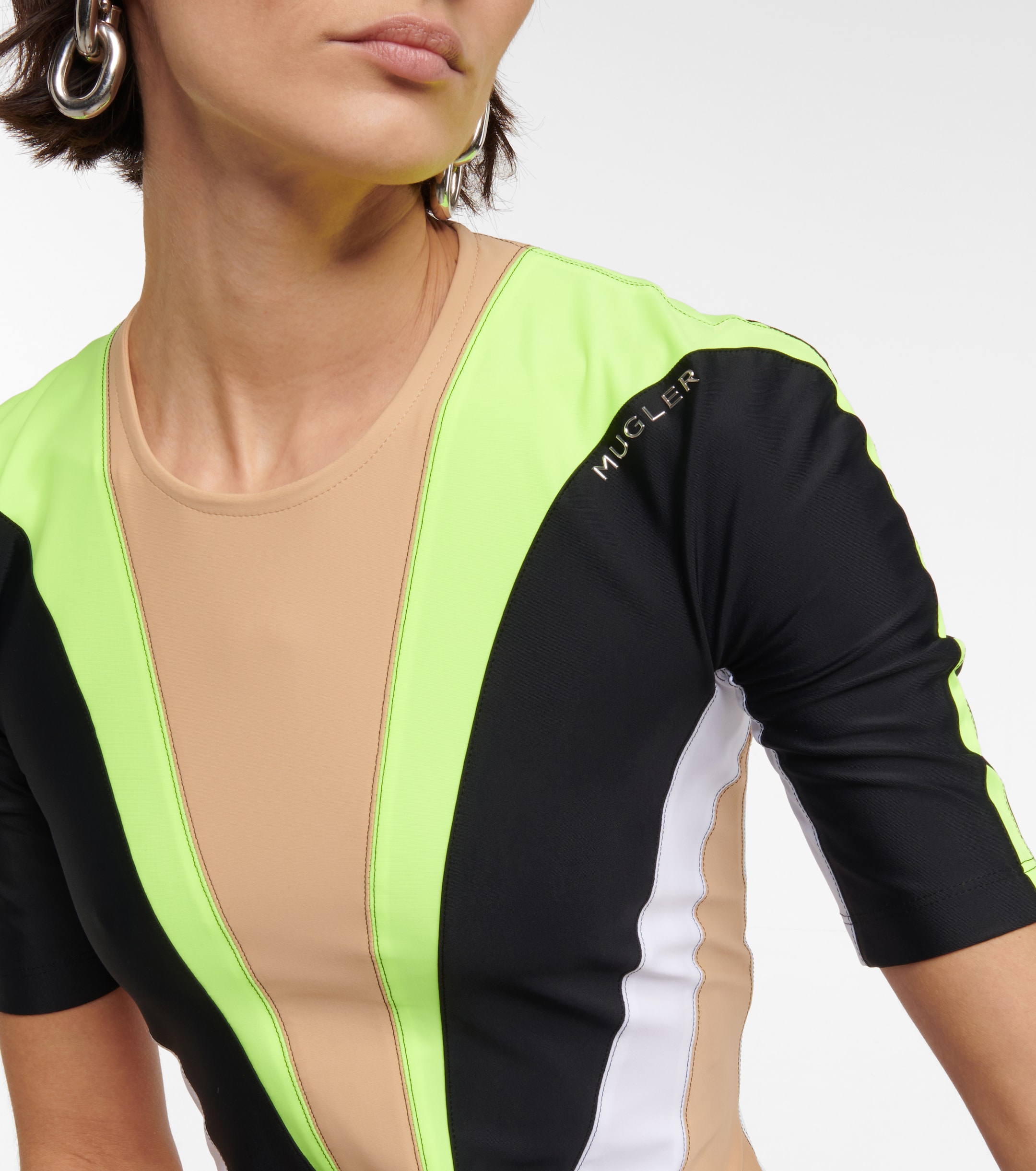 Mugler Logo striped top