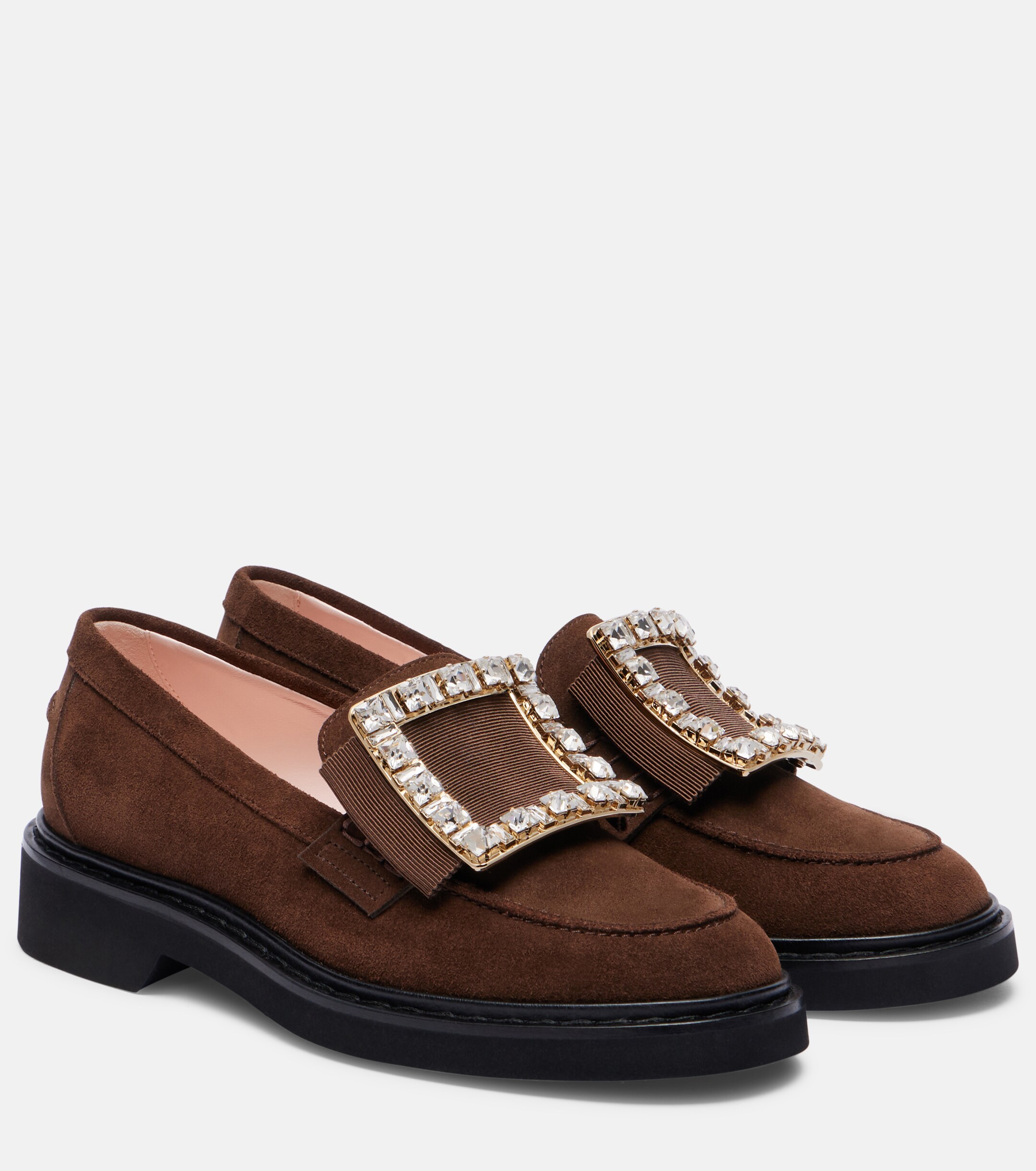 ROGER VIVIER Roger Vivier Viv' Rangers 25 embellished suede loafers