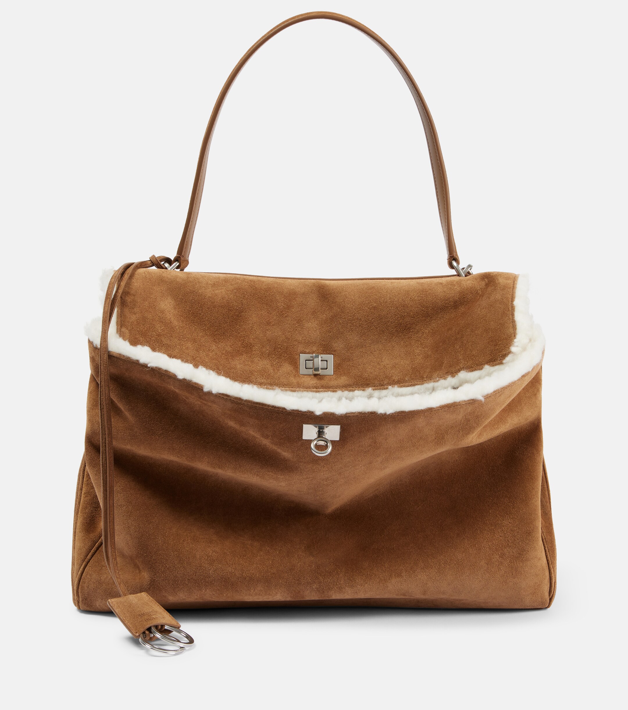 Balenciaga Rodeo Large shearling-lined suede shoulder bag
