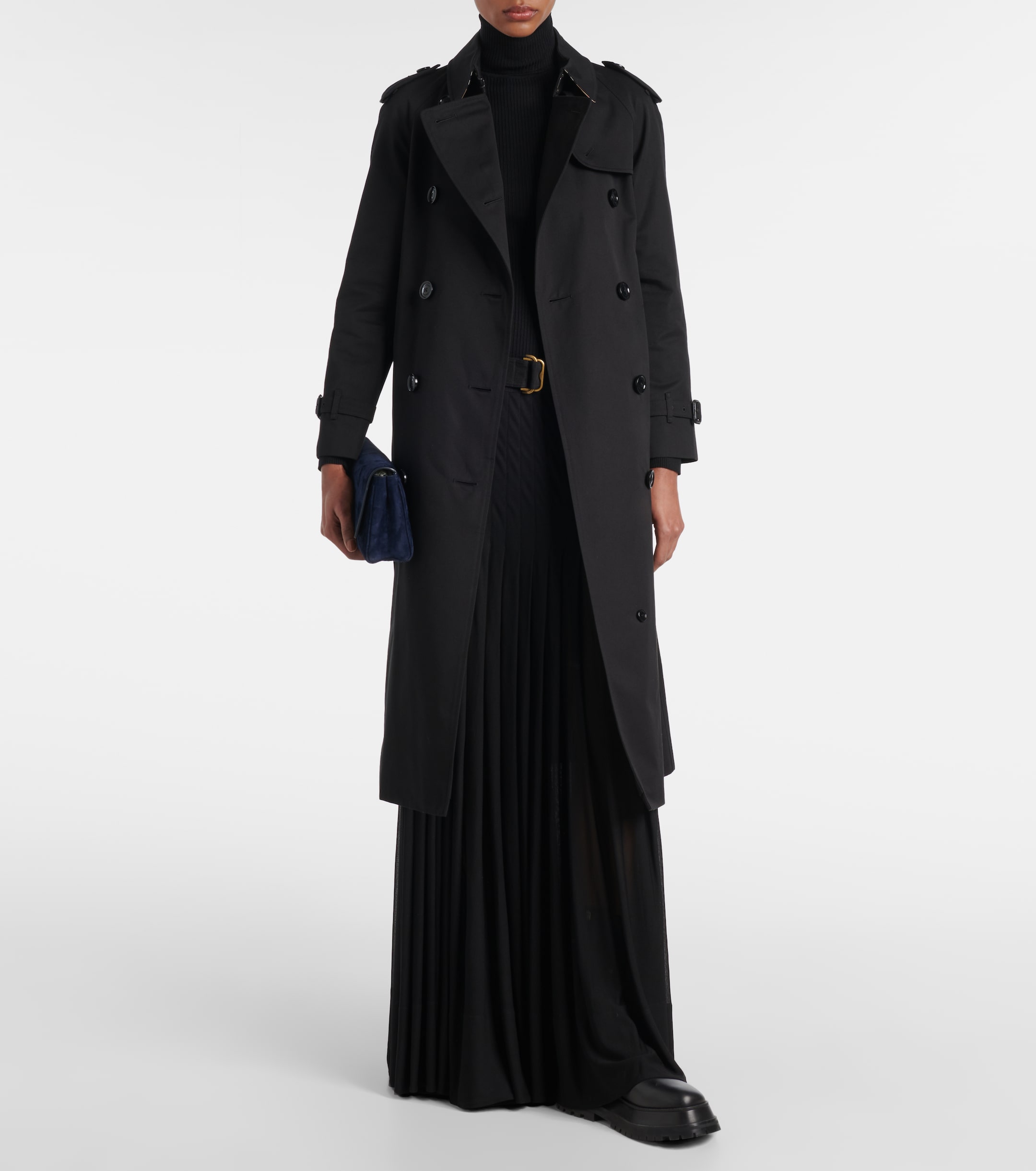 Burberry Pleated cotton-blend maxi skirt