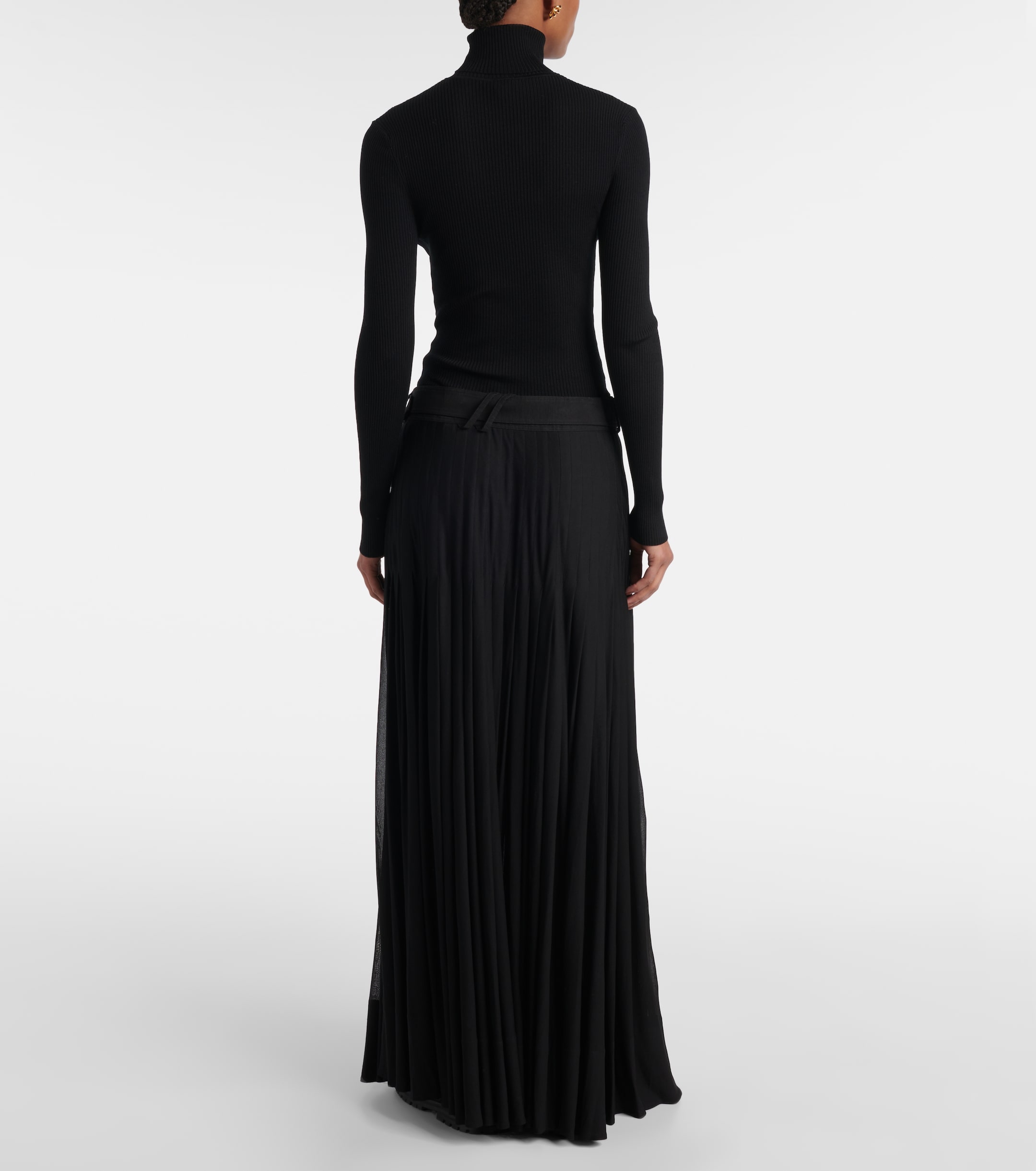 Burberry Pleated cotton-blend maxi skirt thumbnail