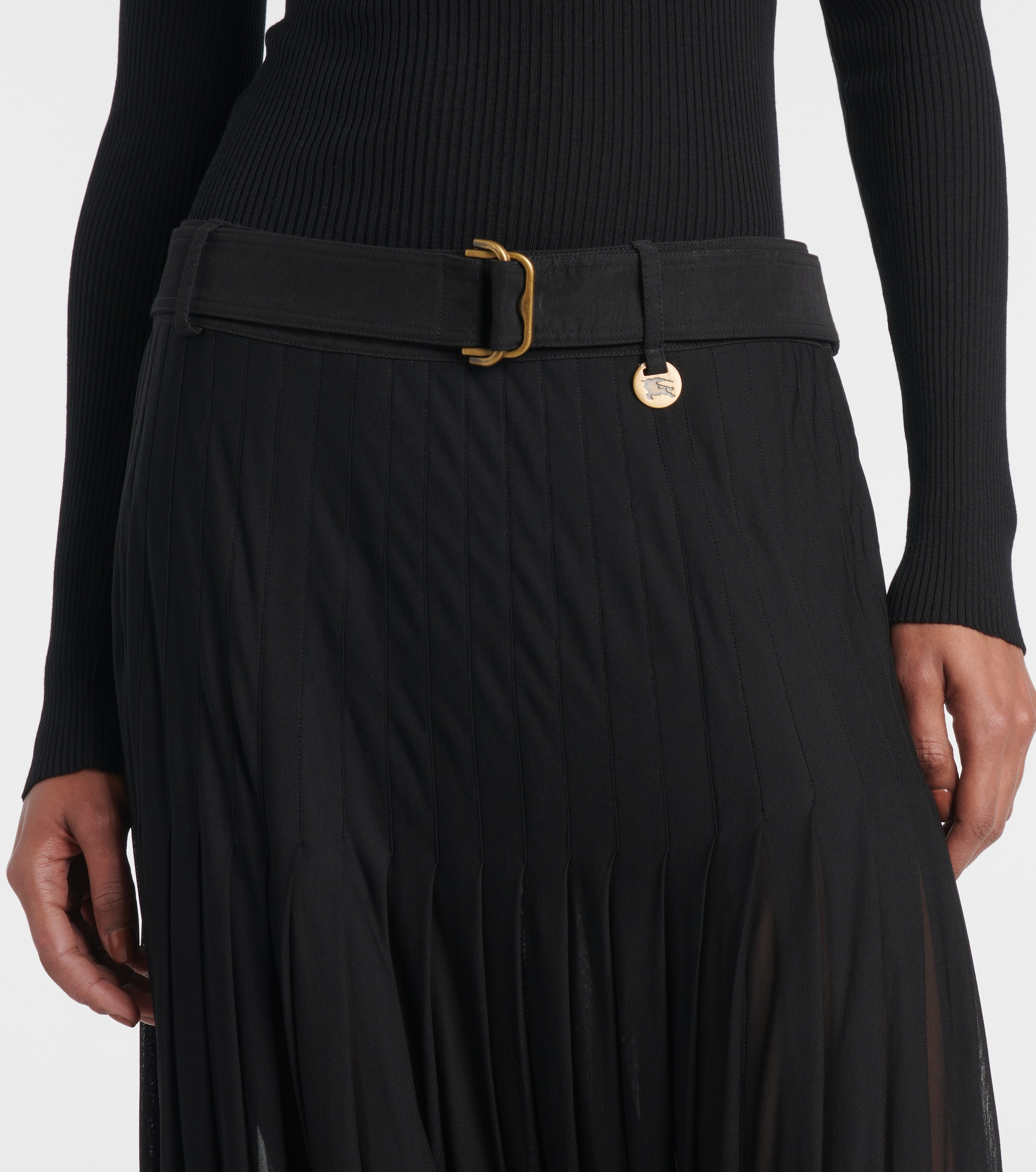 Burberry Pleated cotton-blend maxi skirt thumbnail
