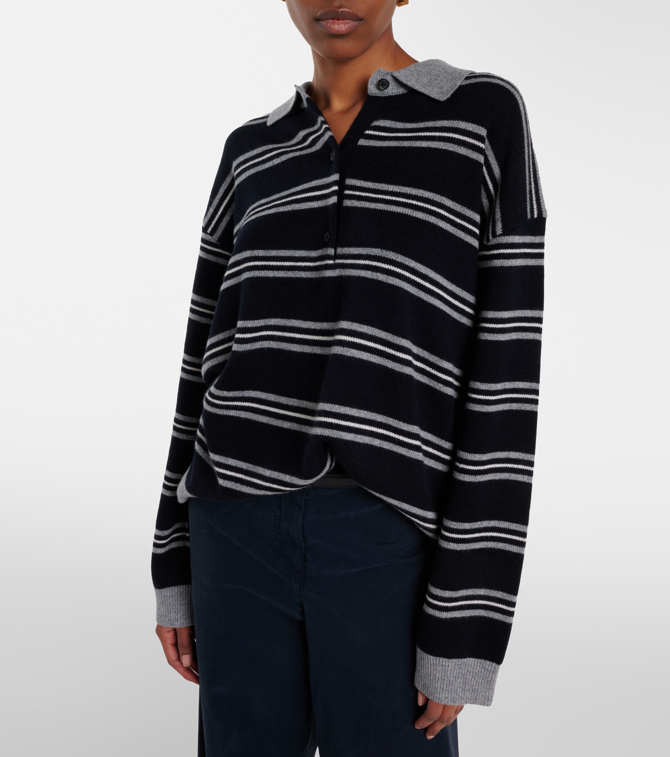Nili Lotan Galvez striped cashmere polo sweater