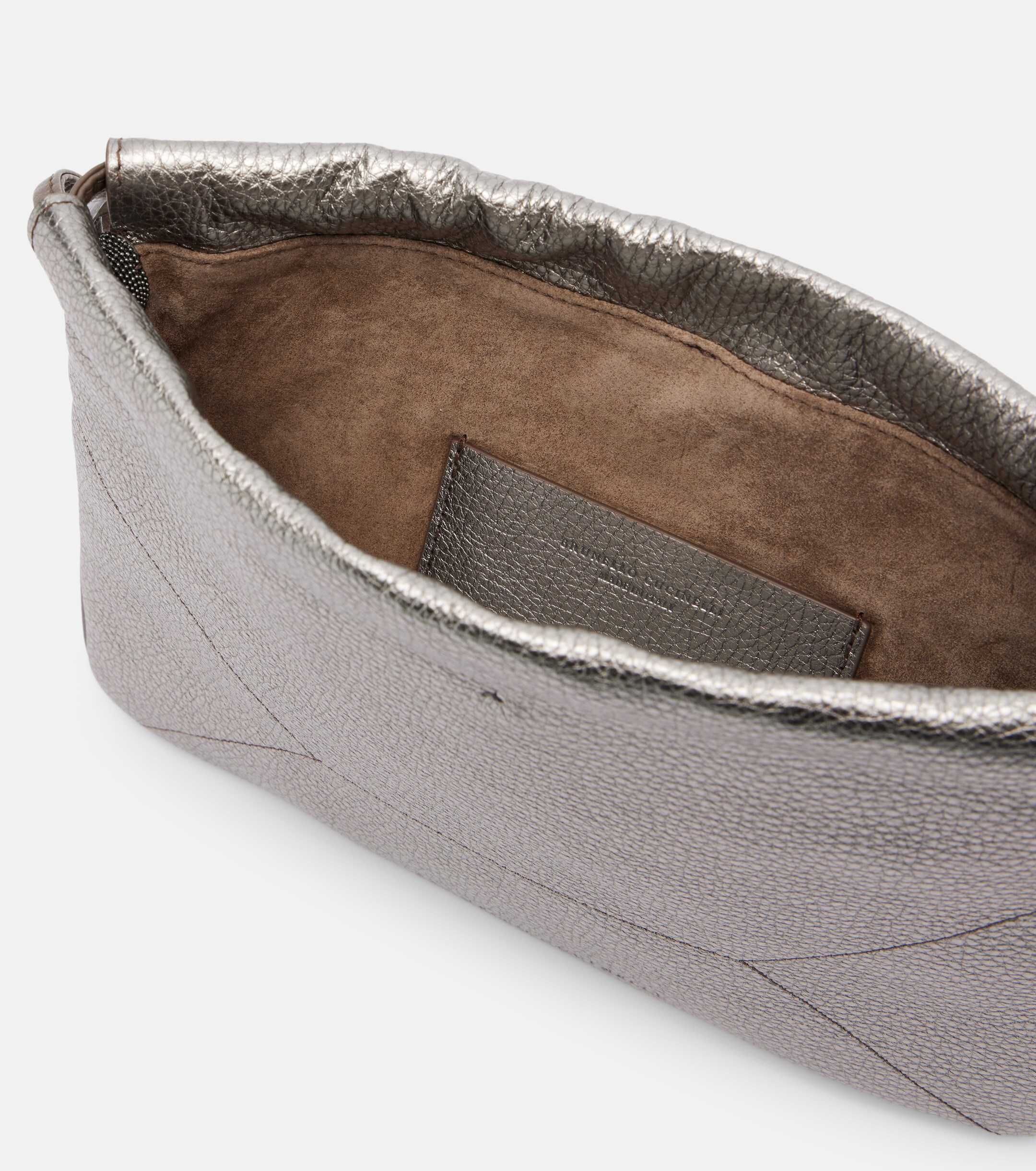 Brunello Cucinelli Monili Small metallic leather crossbody bag