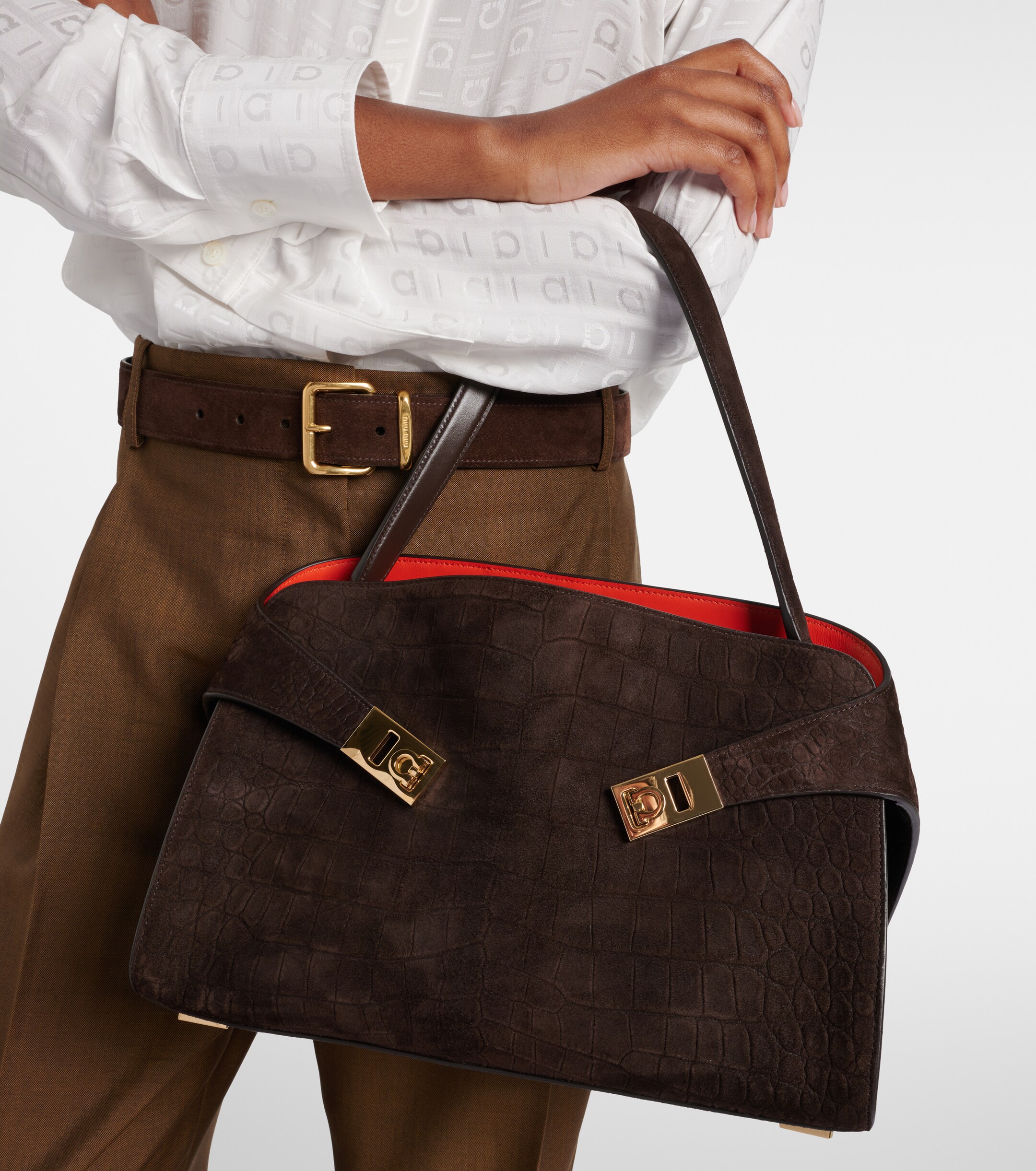 Ferragamo Hug Small suede shoulder bag