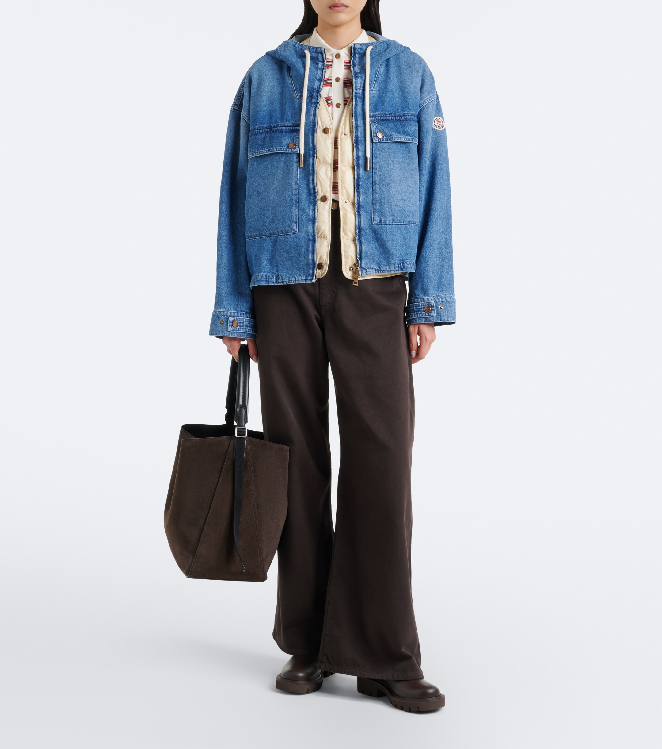 Moncler Carlo suede shoulder bag