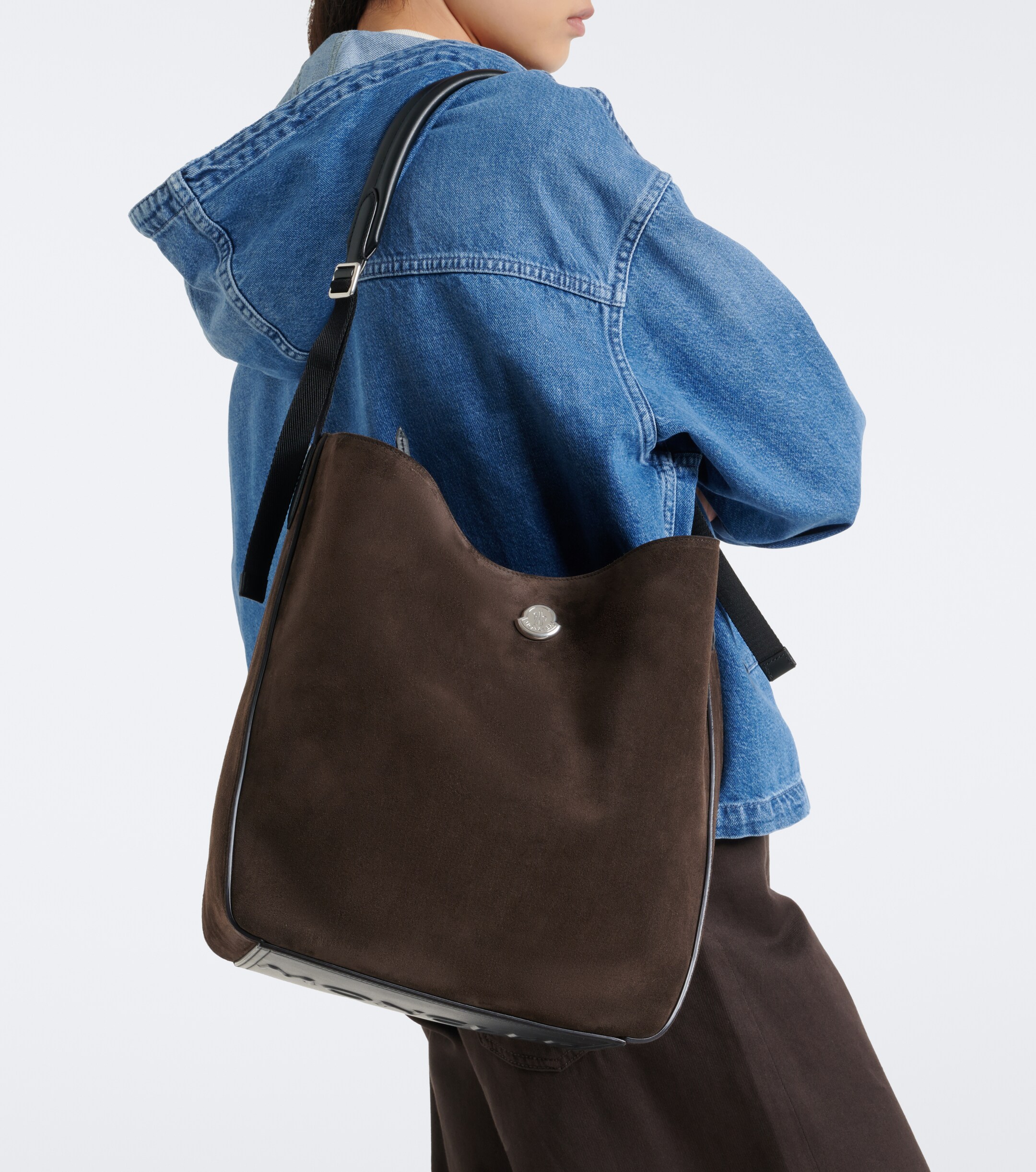 Moncler Carlo suede shoulder bag