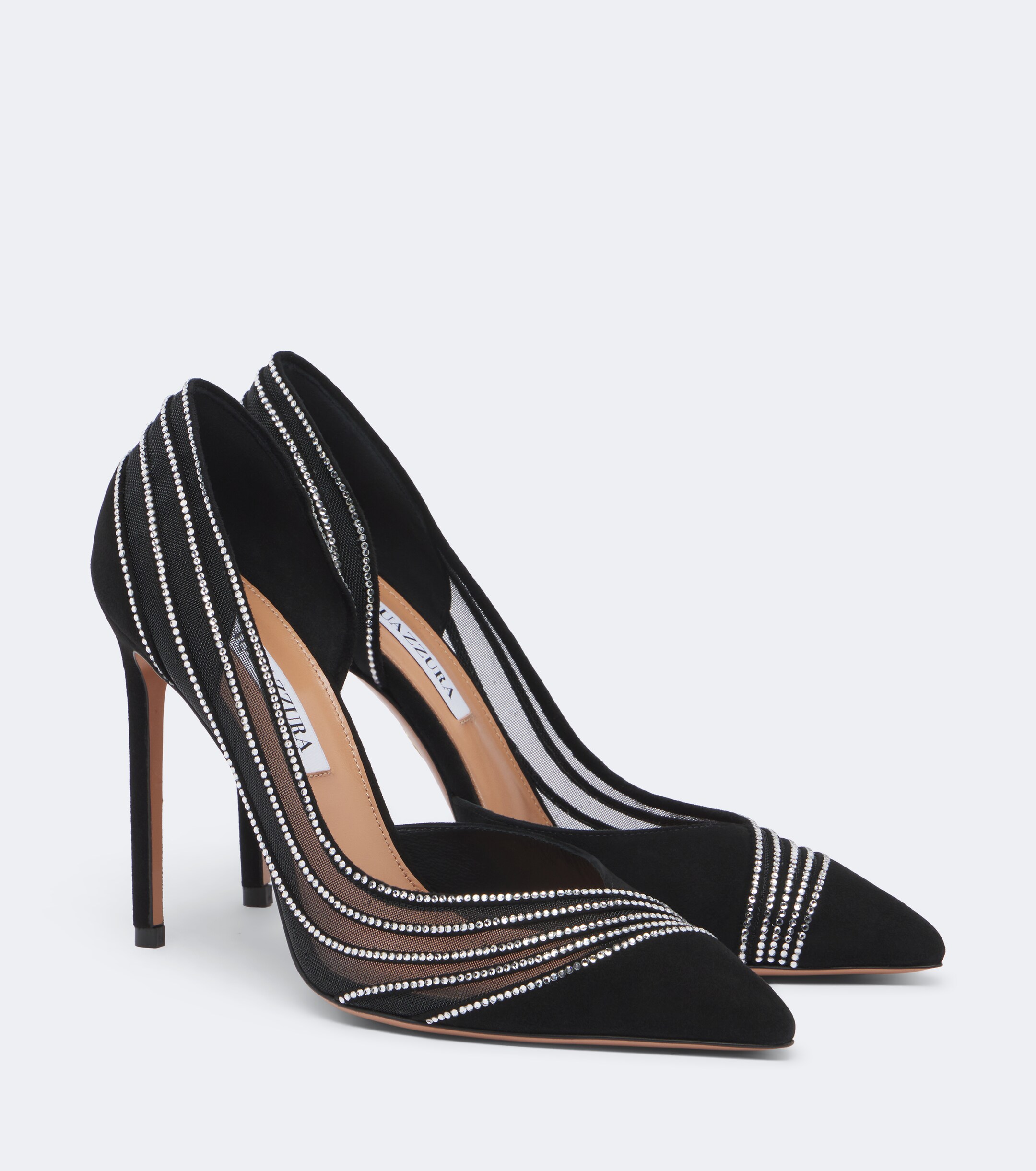 AQUAZZURA Aquazzura Dream Girl embellished mesh and suede pumps