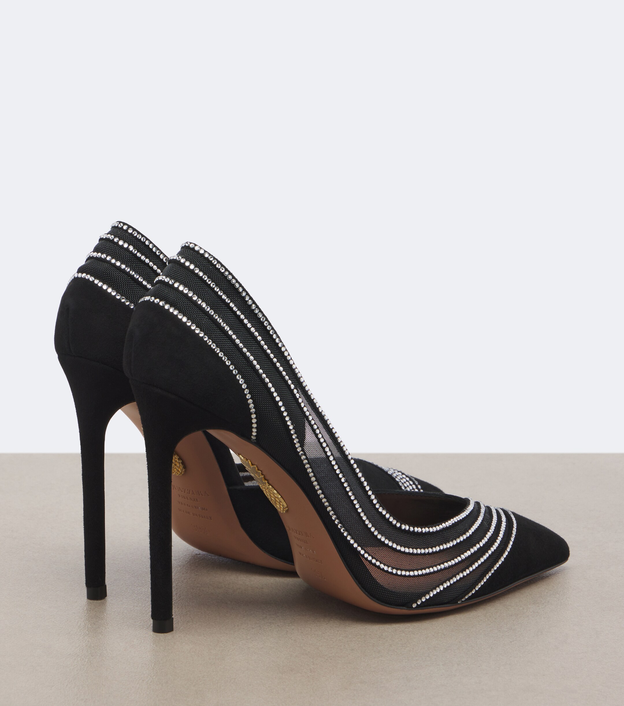 AQUAZZURA Aquazzura Dream Girl embellished mesh and suede pumps