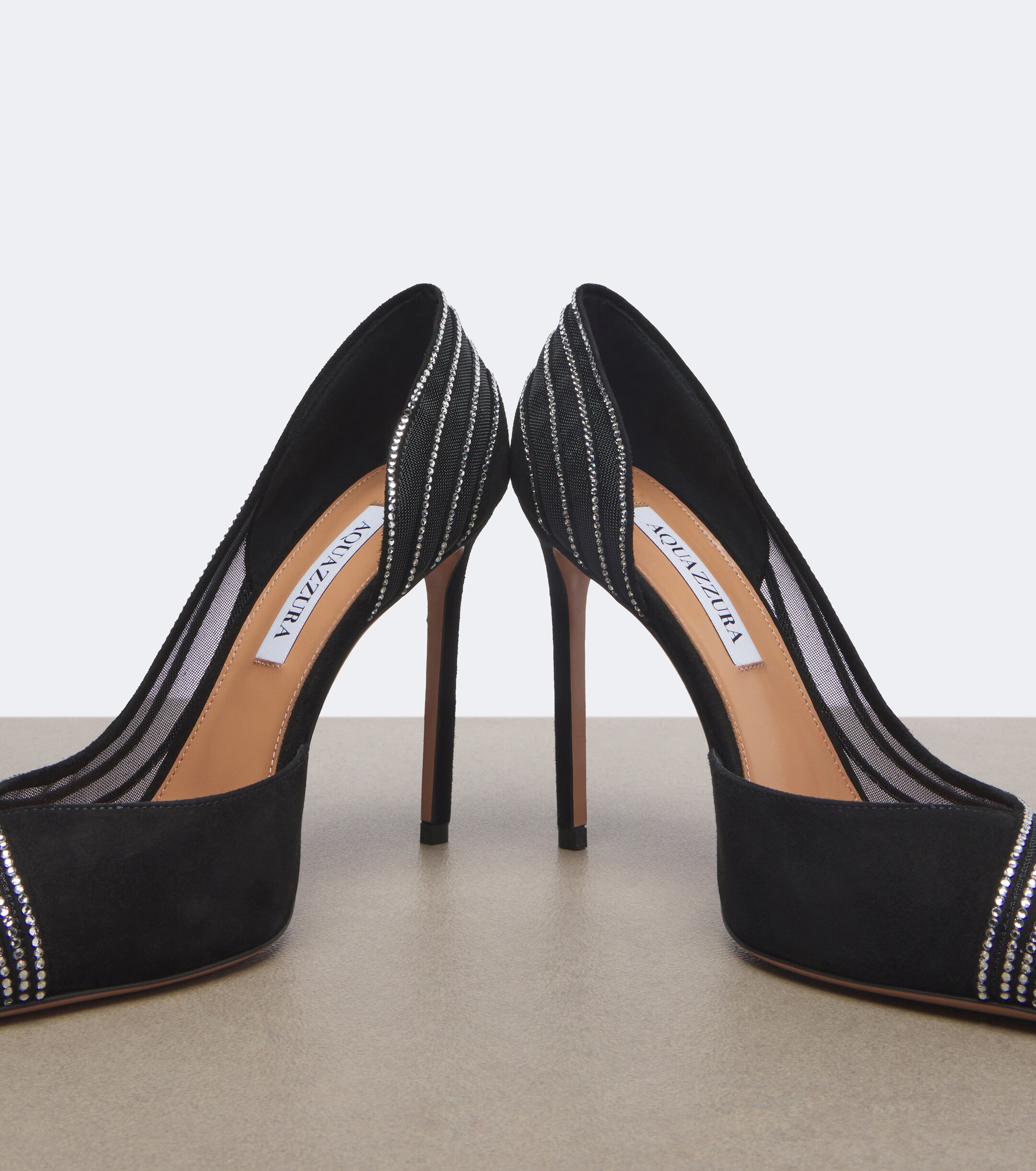 AQUAZZURA Aquazzura Dream Girl embellished mesh and suede pumps