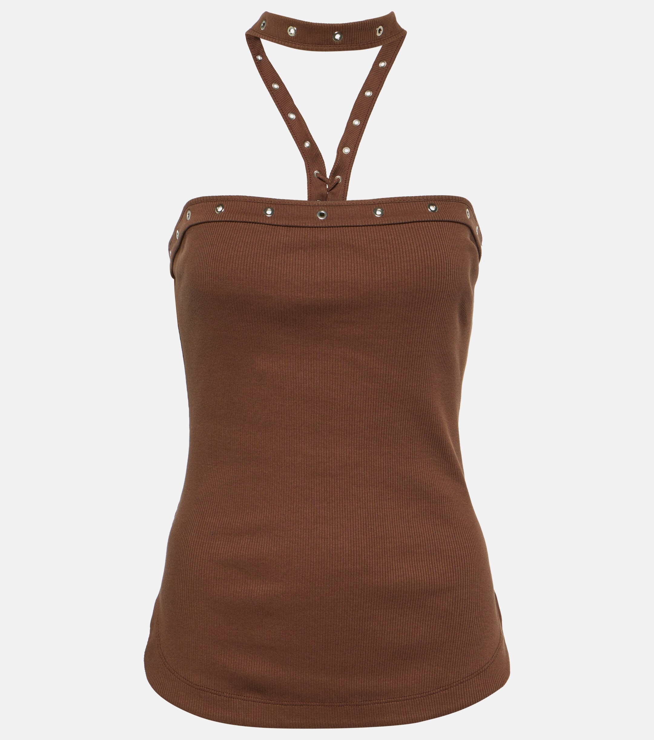 THE ATTICO The Attico Ribbed-knit halterneck jersey top