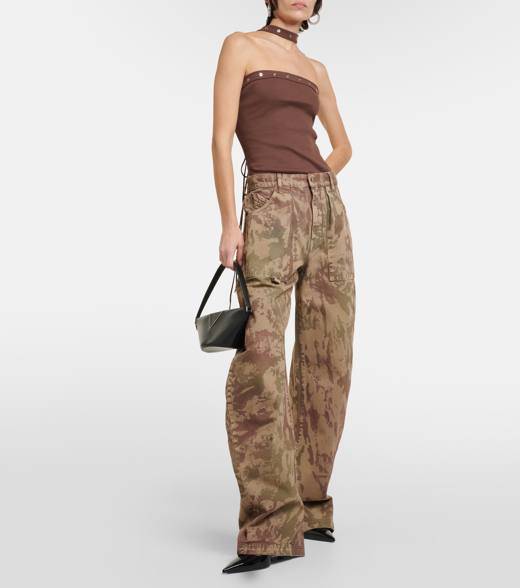 THE ATTICO The Attico Ribbed-knit halterneck jersey top