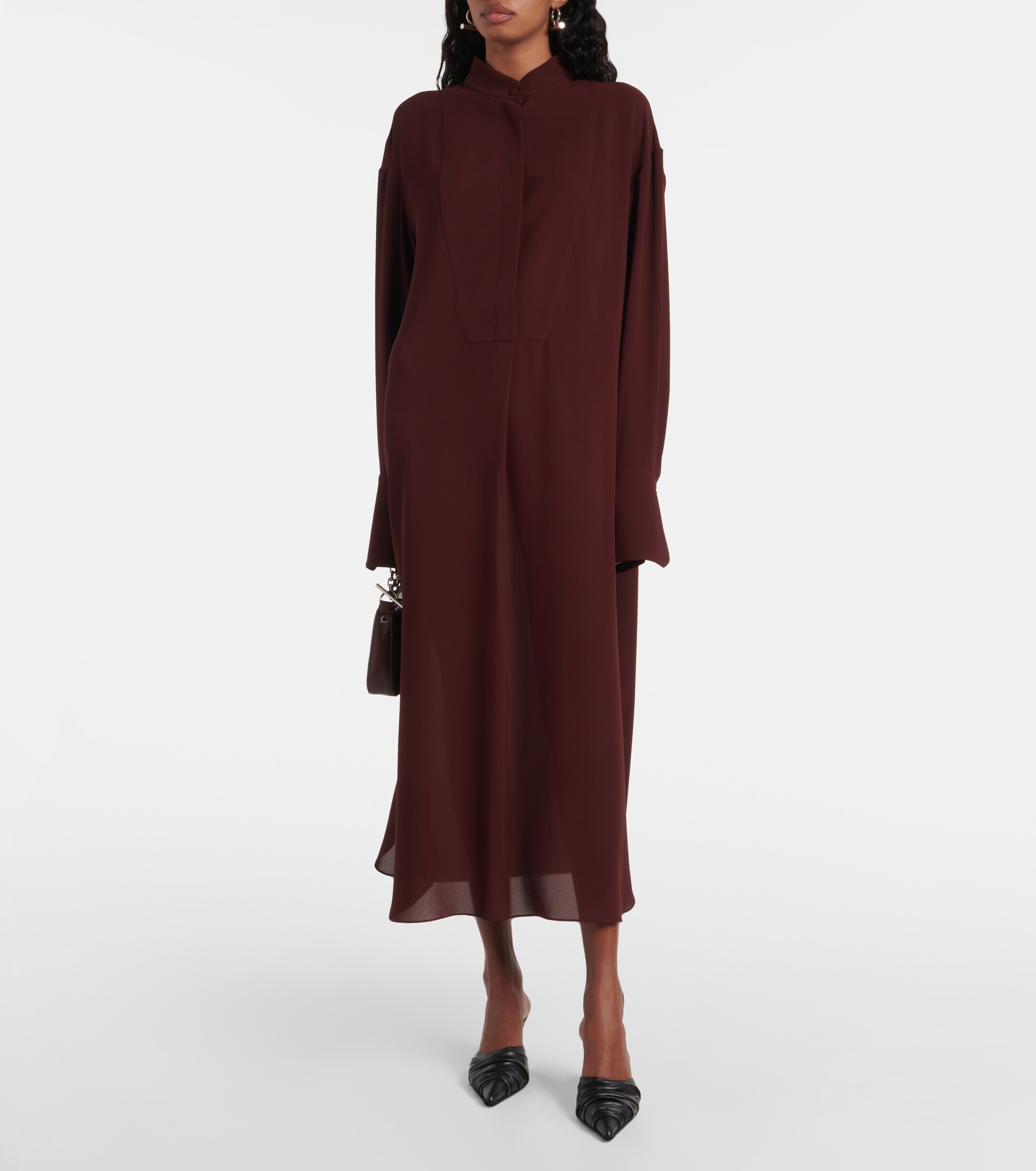 oversized silk shirt dress Plus Size Silk Oversized Shirt Dress Long Sleeved Shirt Dresses Velvet  Floor-Length Trumpet Silhouette